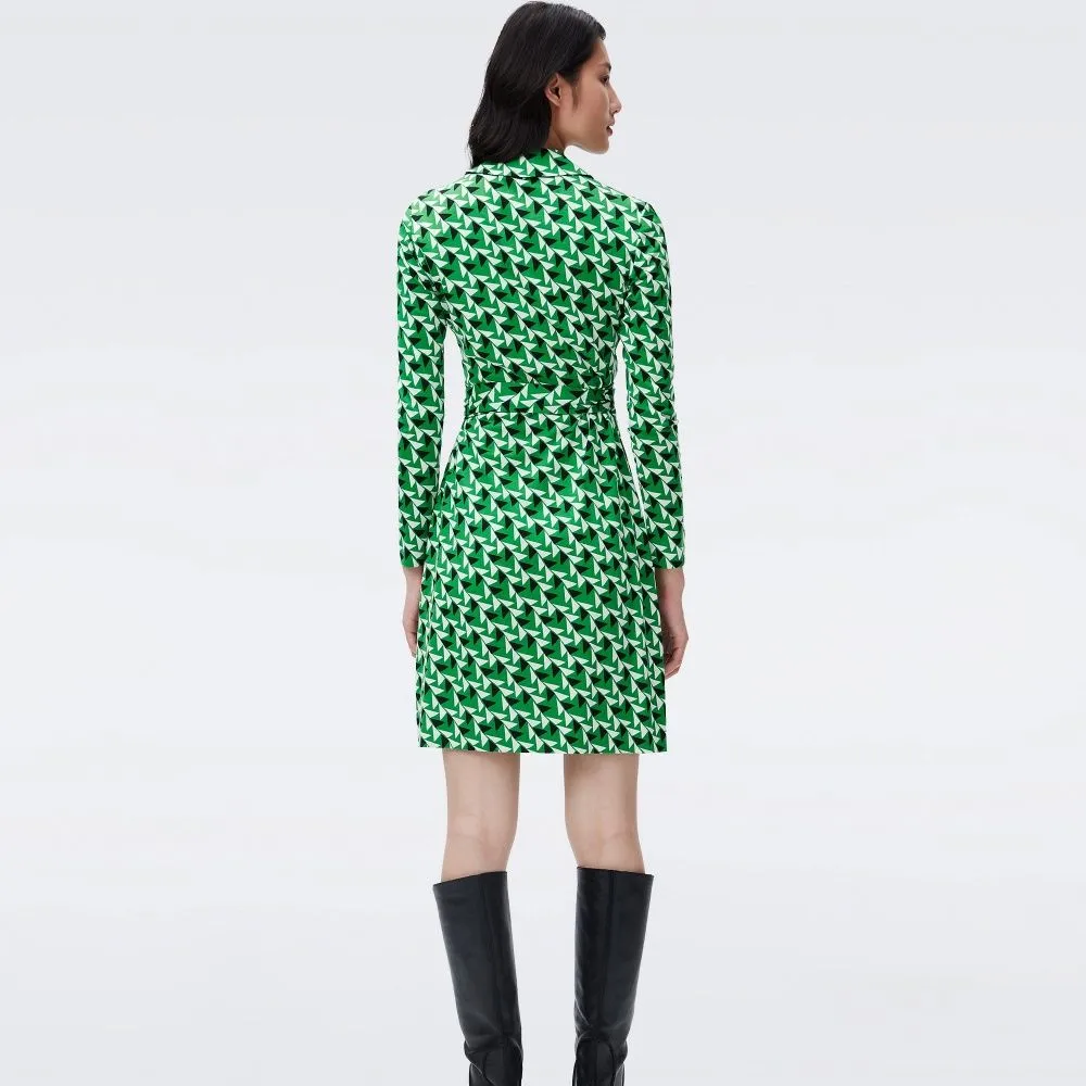 DIANE VON FURSTENBERG DVF NEW JEANNE TWO DRESS SHIFTED WINGS GREEN
