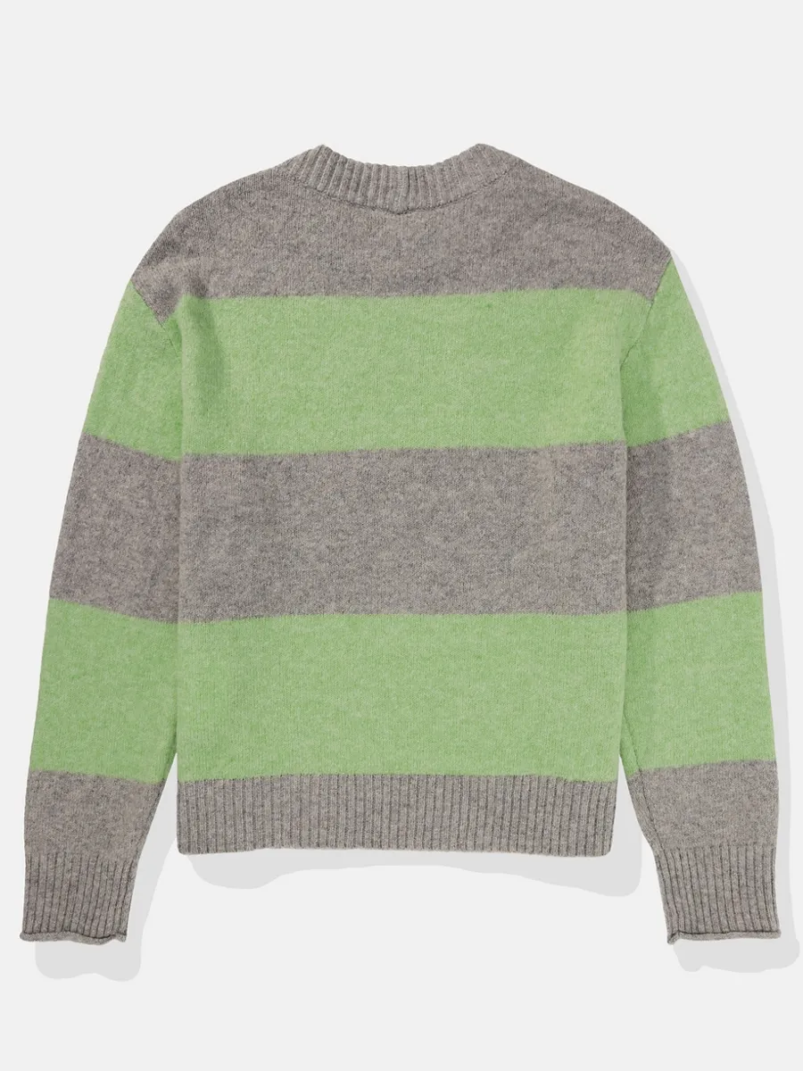 AMERICAN EAGLE WOMEN  LS CREW NECK PO RUGBY STRIPE 300 GREEN