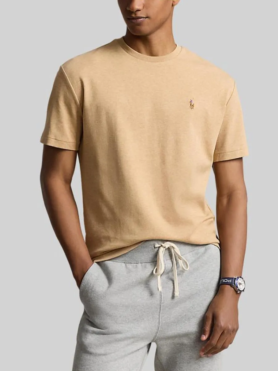 POLO RALPH LAUREN Men Tee-Custom Slim Fit Soft Cotton T-Shirt-Medium Beige-260