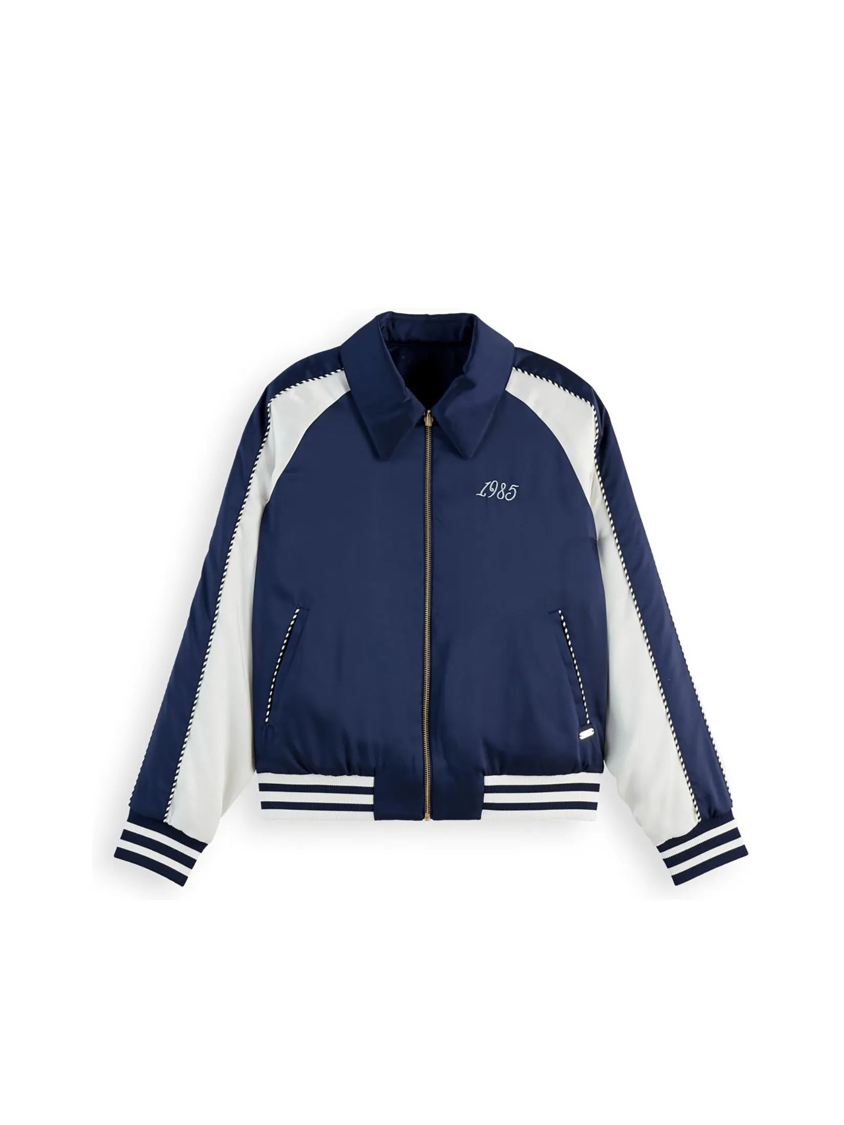 SCOTCH&SODA Women Jacket Reversible Souvenir Bomber Navy/ Soft Ice