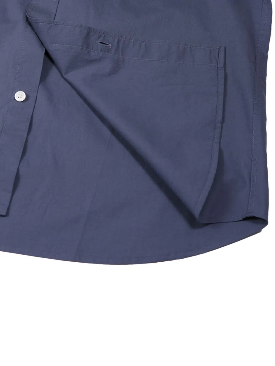 GIORDANO Men's Short Sleeve Slim Fit Stretch Poplin Shirt Navy blue