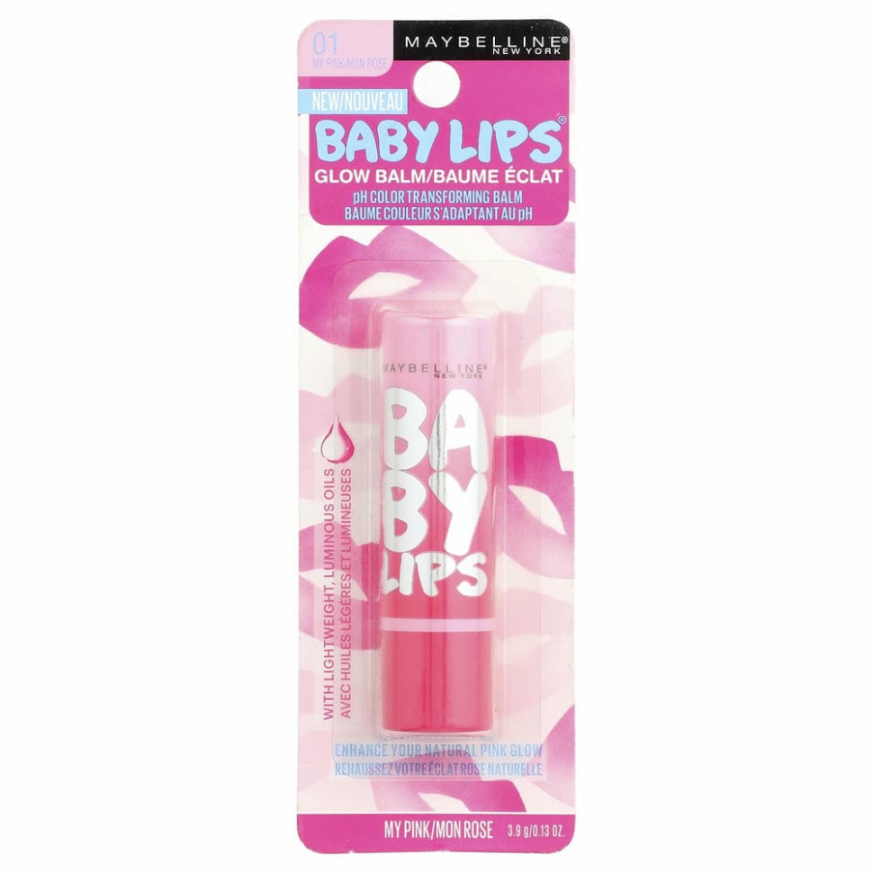 Maybelline, Baby Lips, бальзам-блеск для губ, оттенок «розовый» 01, 3,9 г