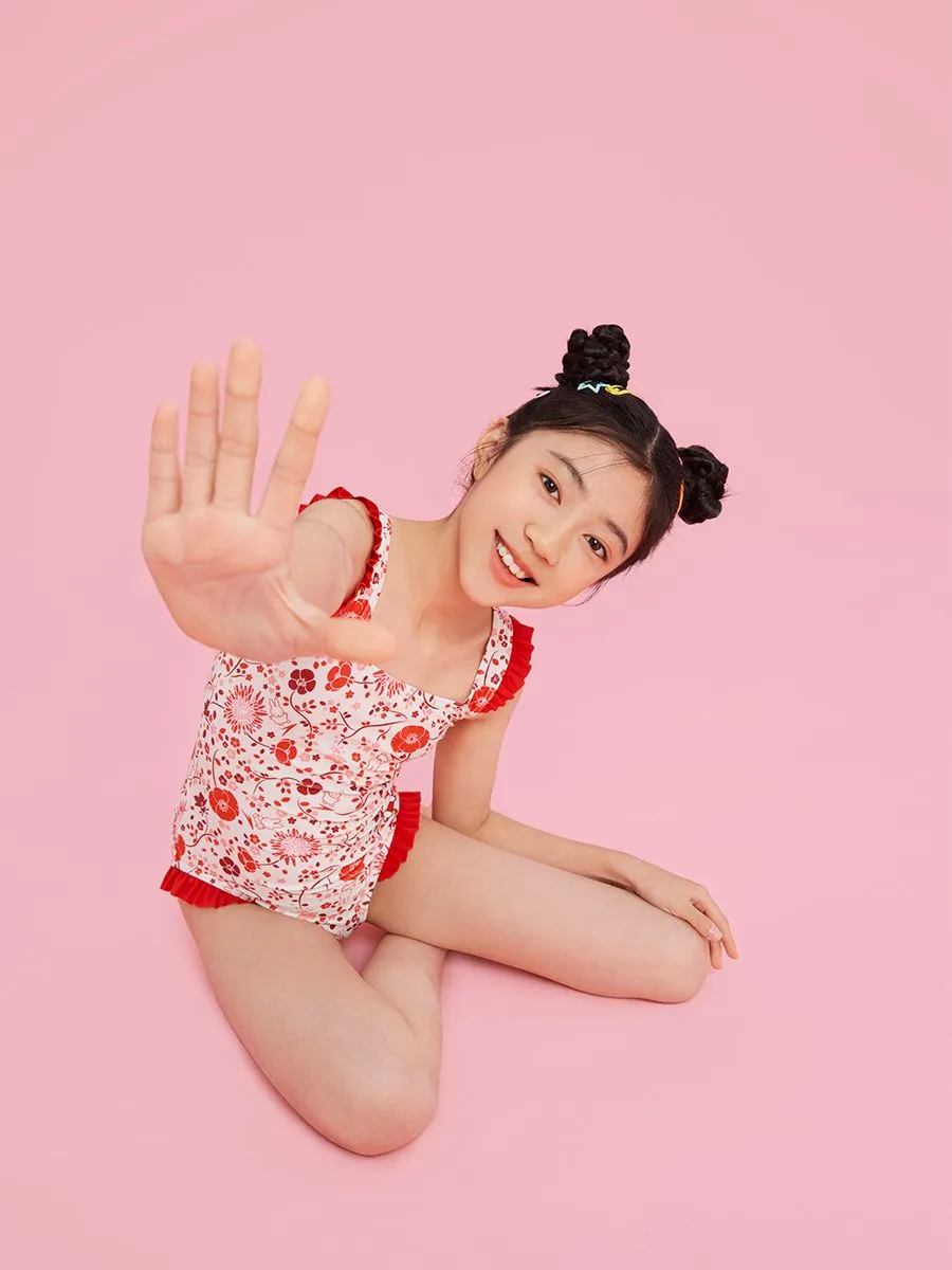 SPEEDO RED SPEEDO Miffy Frill Girls Swimsuit