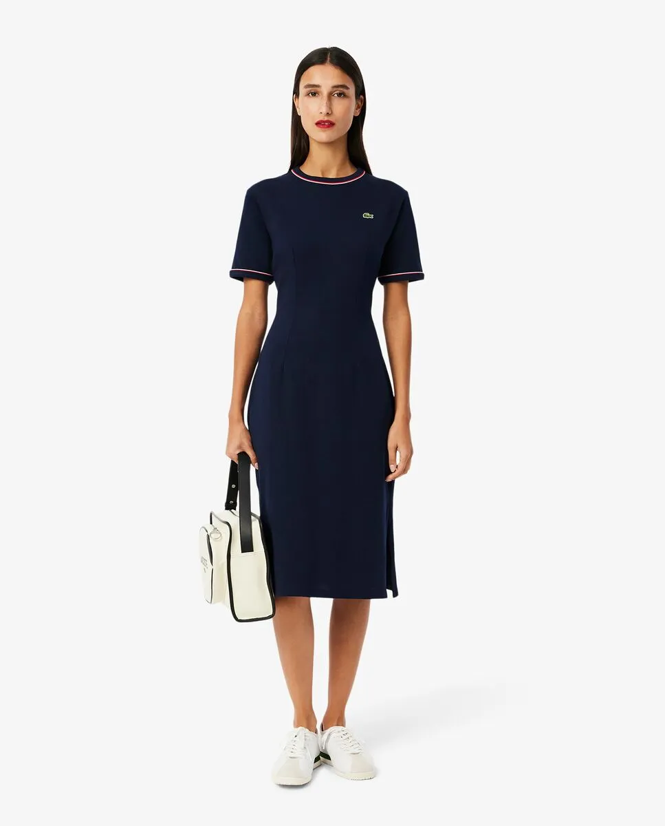 LACOSTE Trim Accent Jersey T-Shirt Dress Blue