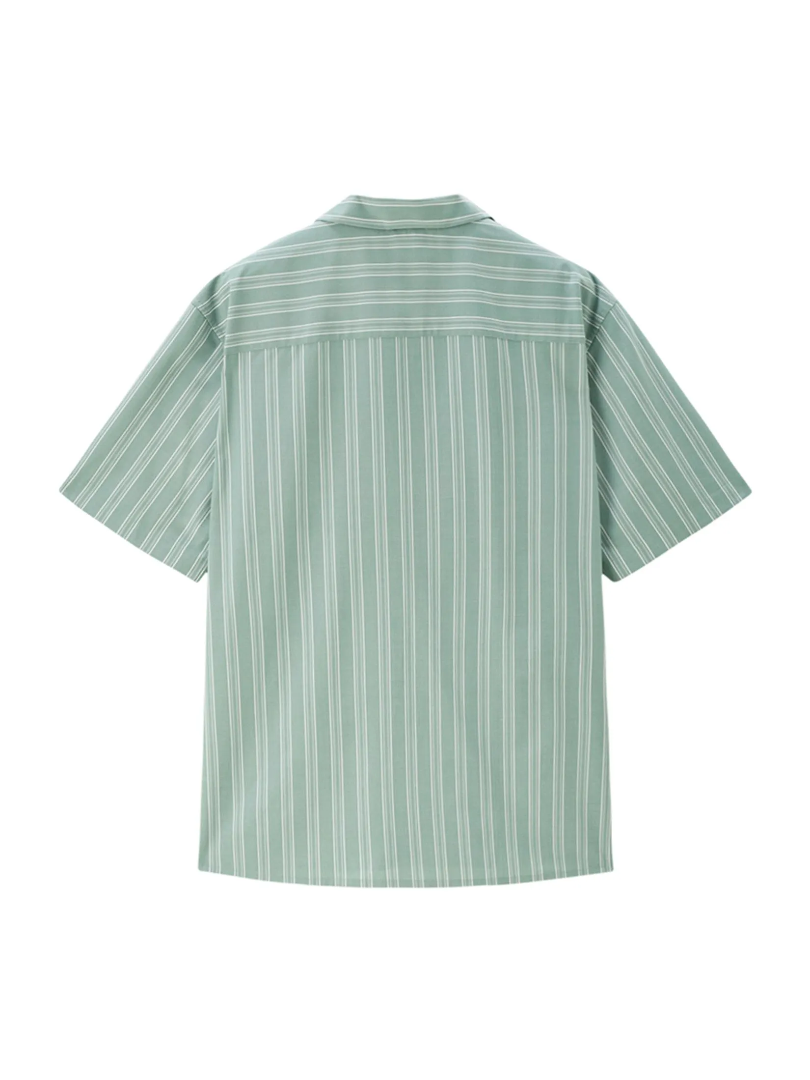 GIORDANO Men's Relaxed Cool Pocket Shirt Green x White