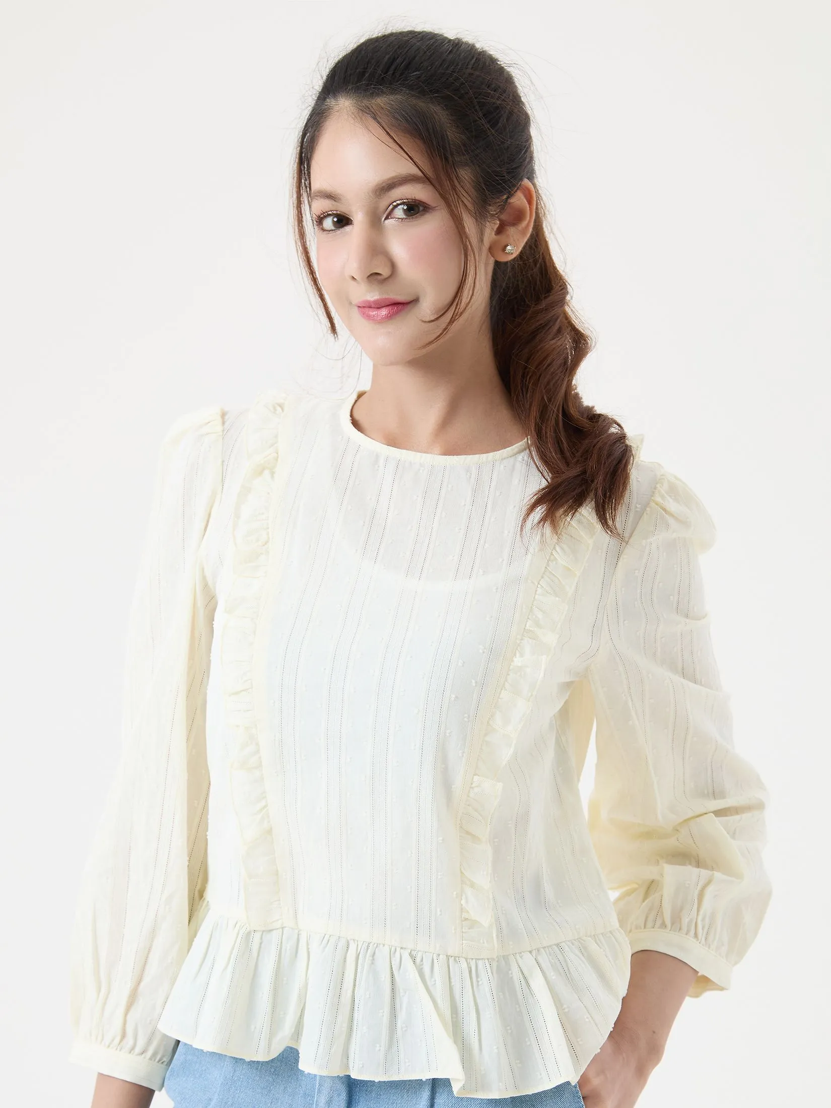 EP Ruffle Blouse Woman Ivory