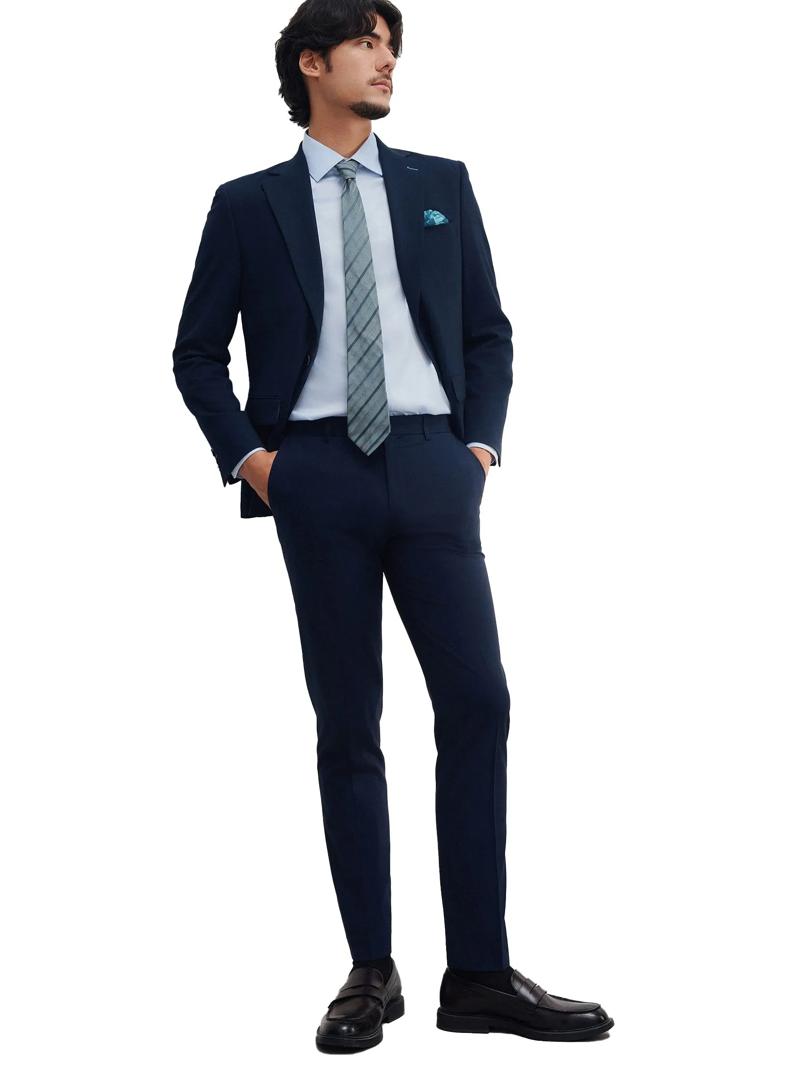 G2000 Men Clothing Anti-Bacterial Texture Suit Blazer Slim Fit - Navy