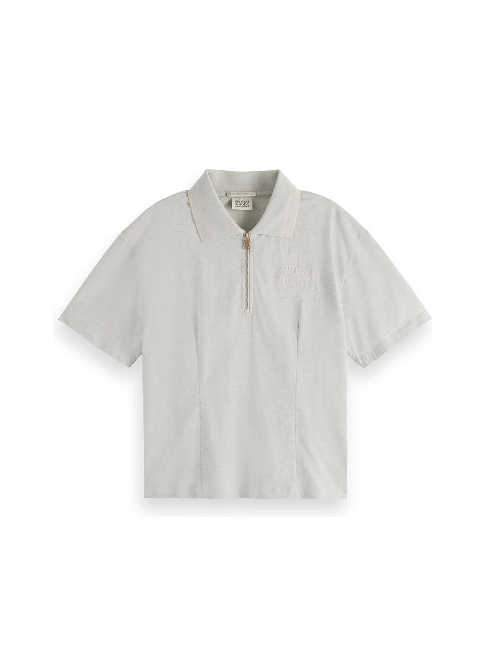 SCOTCH&SODA Women Polo Shirt Zip Up Light Grey Melange