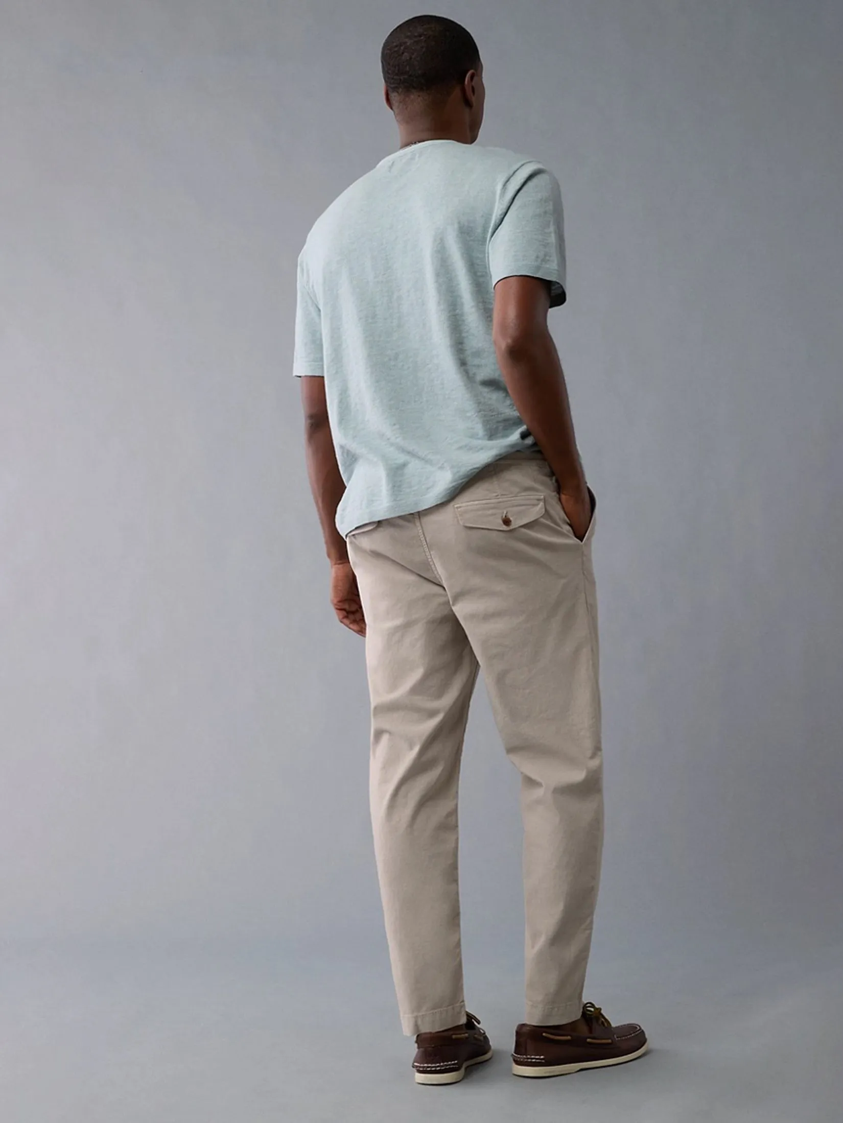 AMERICAN EAGLE MEN 5062 ATHLETIC EASY PANT LINEN PANTS 204 DUNE KHAKI