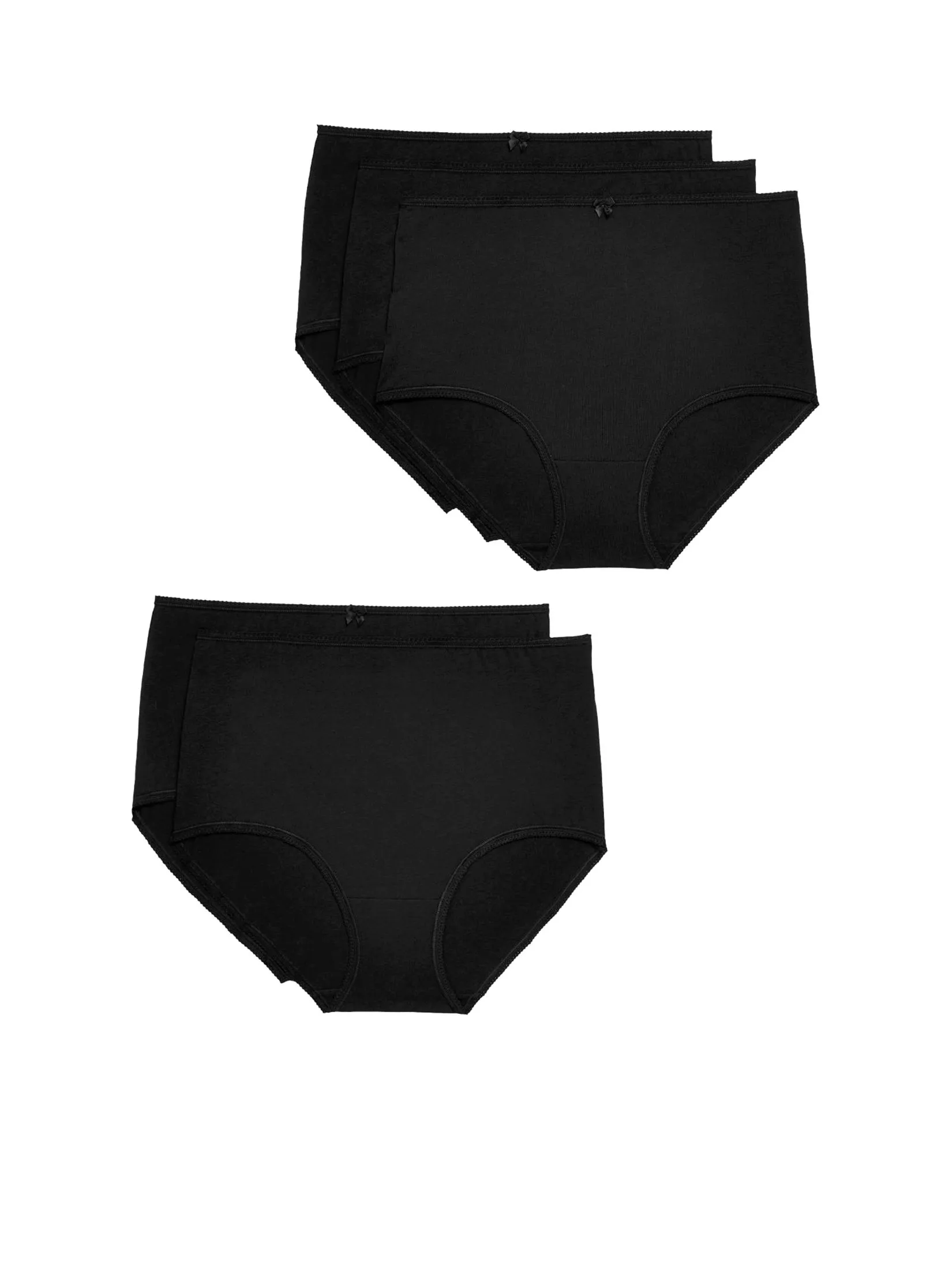 MARKS & SPENCER Women Full Briefs Cotton Lycra Pack 5 Pcs Black