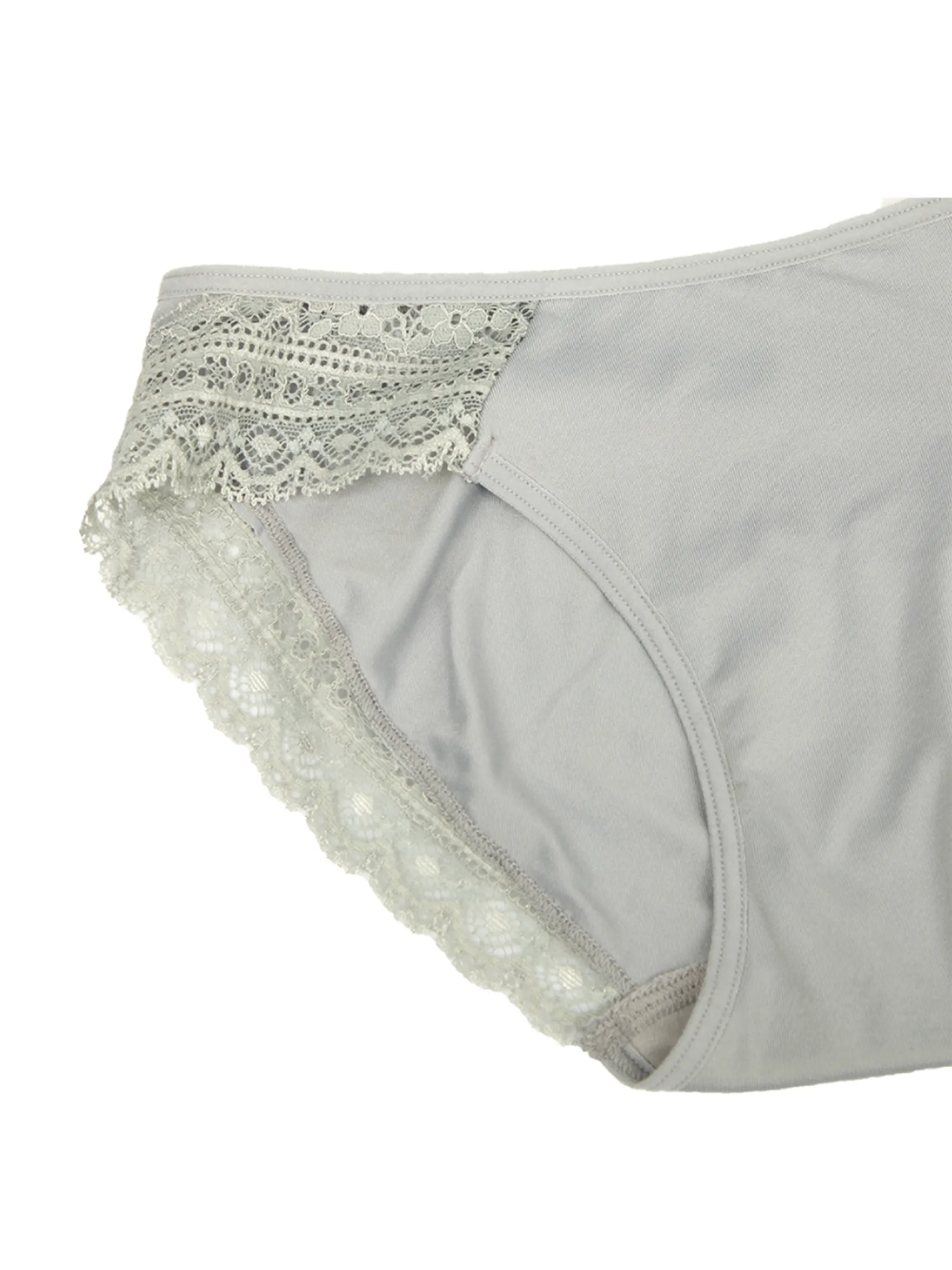 ELLE LINGERIE Women Bikini Lowrise Panties with Lace Decoration LU6733 - Light Grey