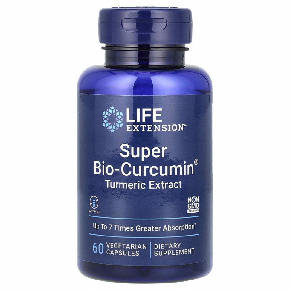 Life Extension, Super Bio-Curcumin, куркумин, 60 вегетарианских капсул