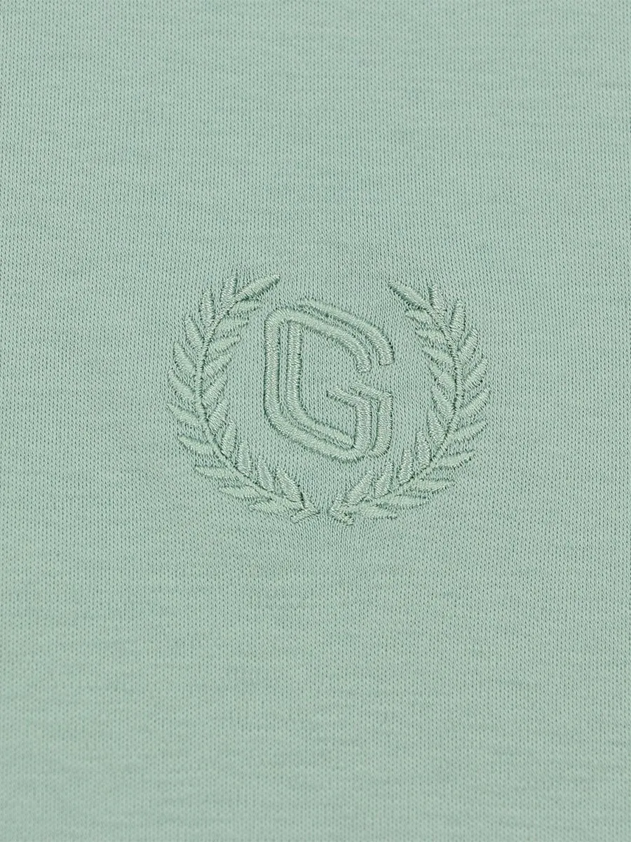 GIORDANO Men's Interlock Embroidery Tee (Liquid Touch) Green Surf