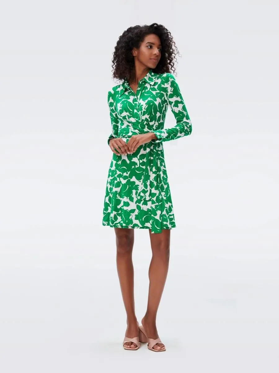 DIANE VON FURSTENBERG DVF DIDI DRESS FLORA NOCTURNA GREEN Size - L