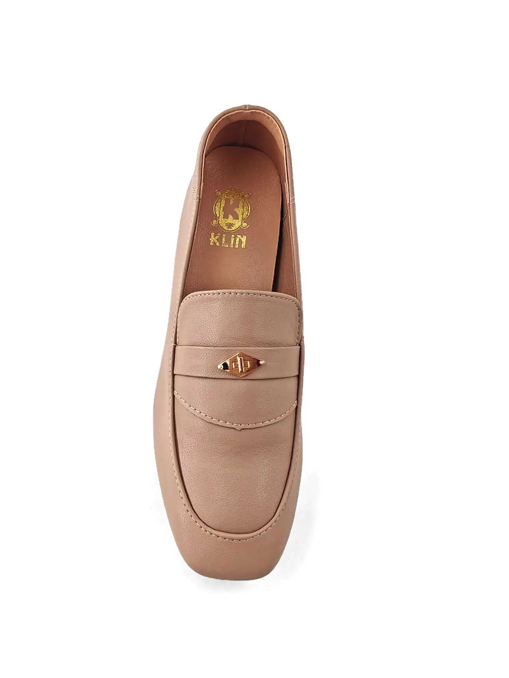 KLIN Woman Blocked Heels Loafer Camel