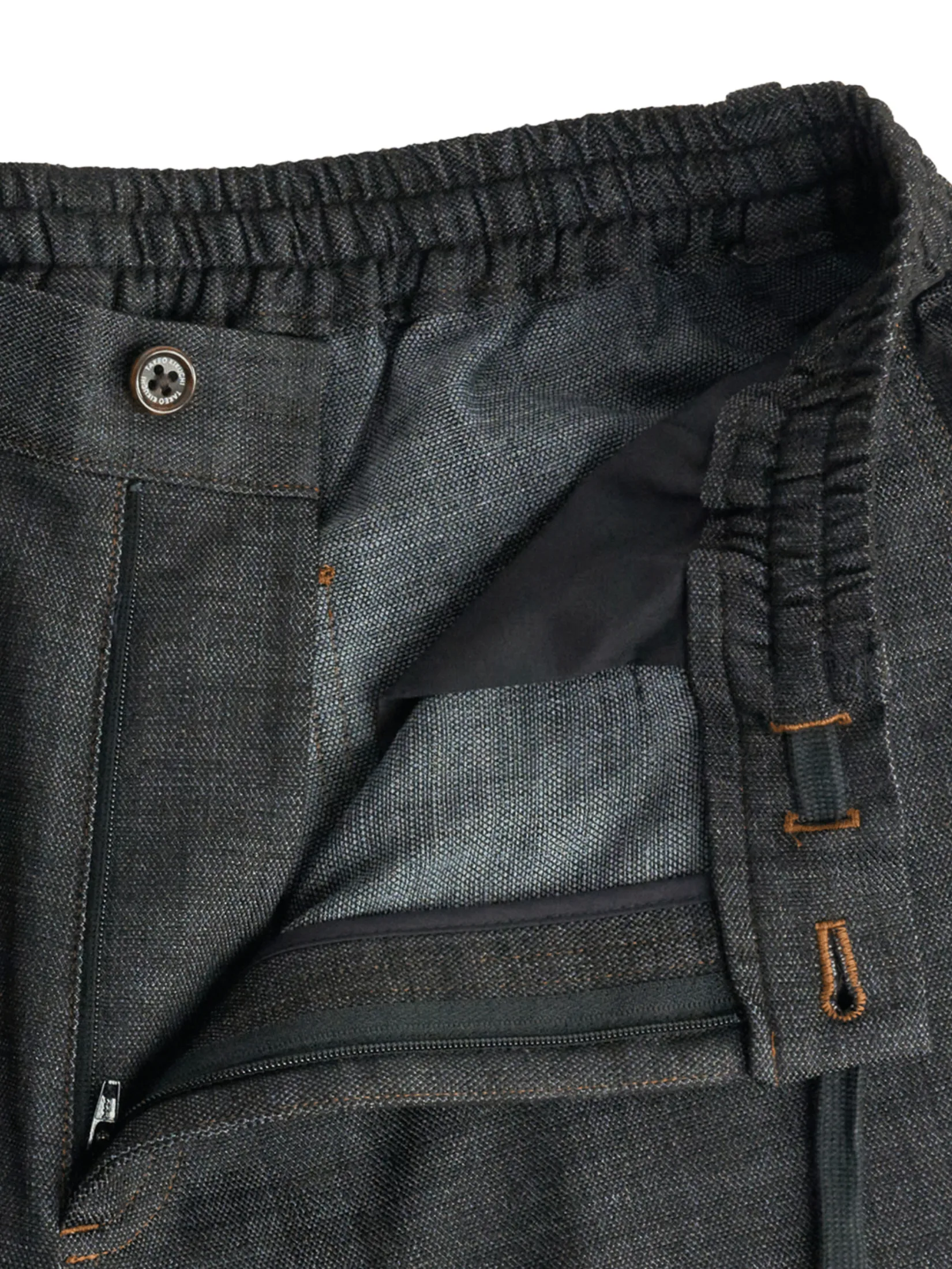 TAKEO KIKUCHI MEN BLACK ECO DENIM STRETCH EASY PANTS