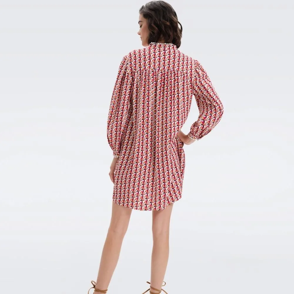 DIANE VON FURSTENBERG DVF PRUDENCE DRESS FLEURGEO SIGNATURE PINK