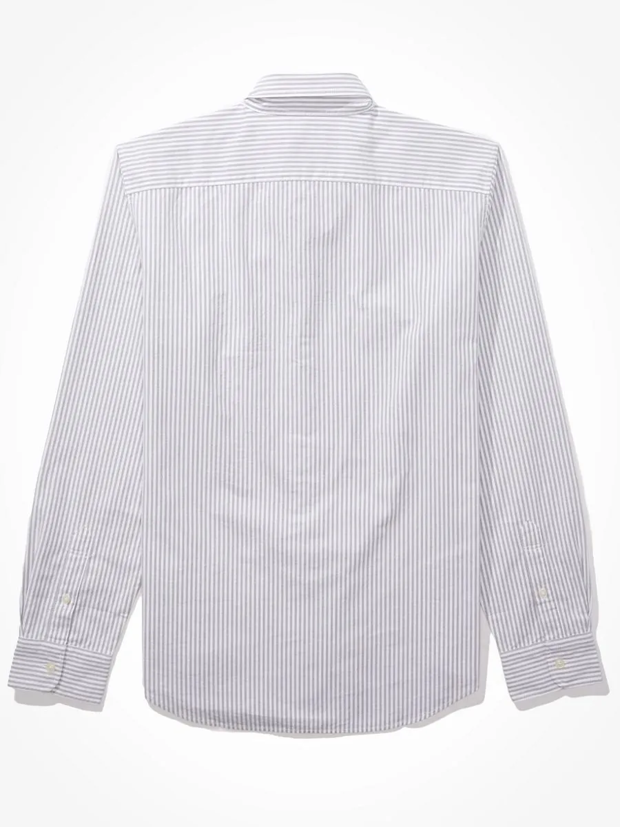 AMERICAN EAGLE MEN 2104 INT CF BTD BENGAL STRIPE OXFORD W EAGLE 020 GRAY