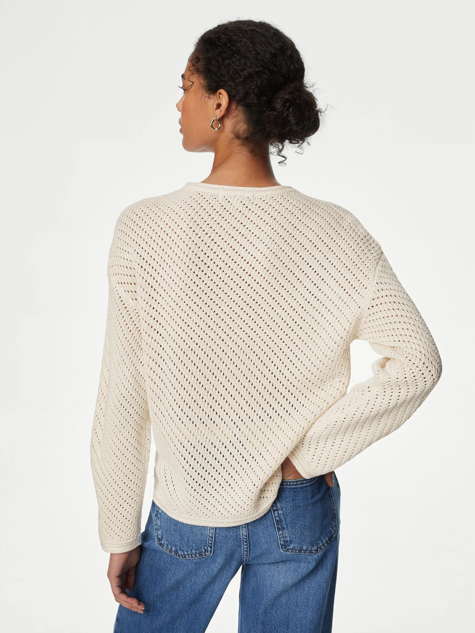 MARKS & SPENCER Women Sweater Textured Crew Neck Jumper