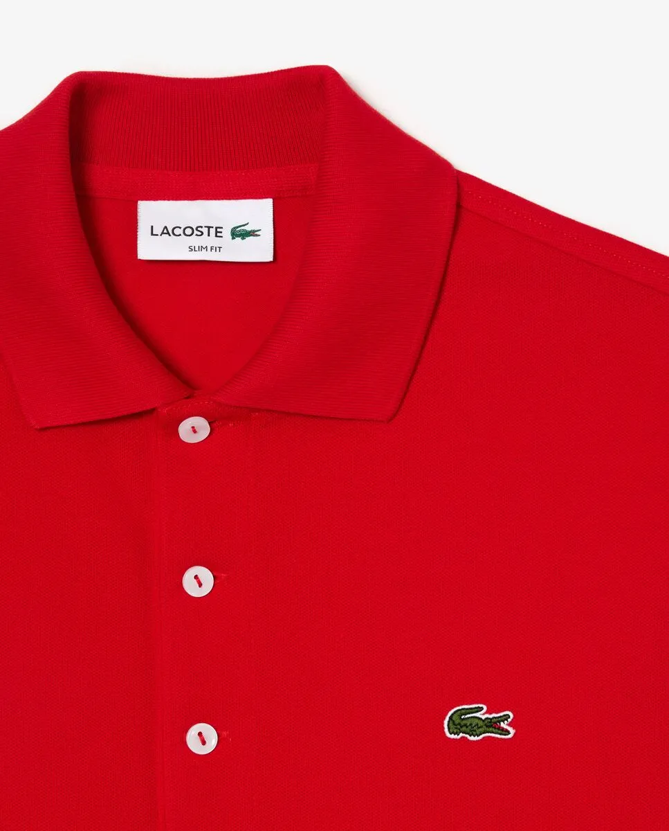 LACOSTE Slim Fit Stretch Piqu  Polo Shirt Red