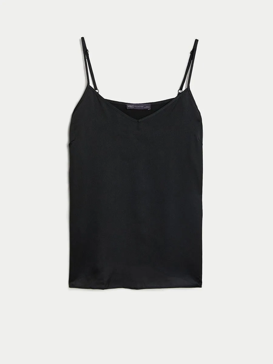 MARKS & SPENCER Women Cami Top Satin Black
