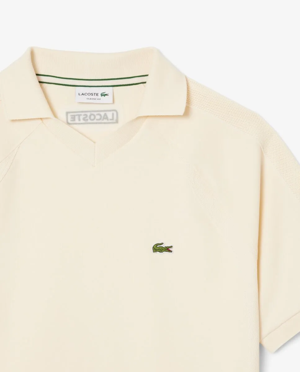 LACOSTE Classic Fit Piqu  Panel Polo Shirt White