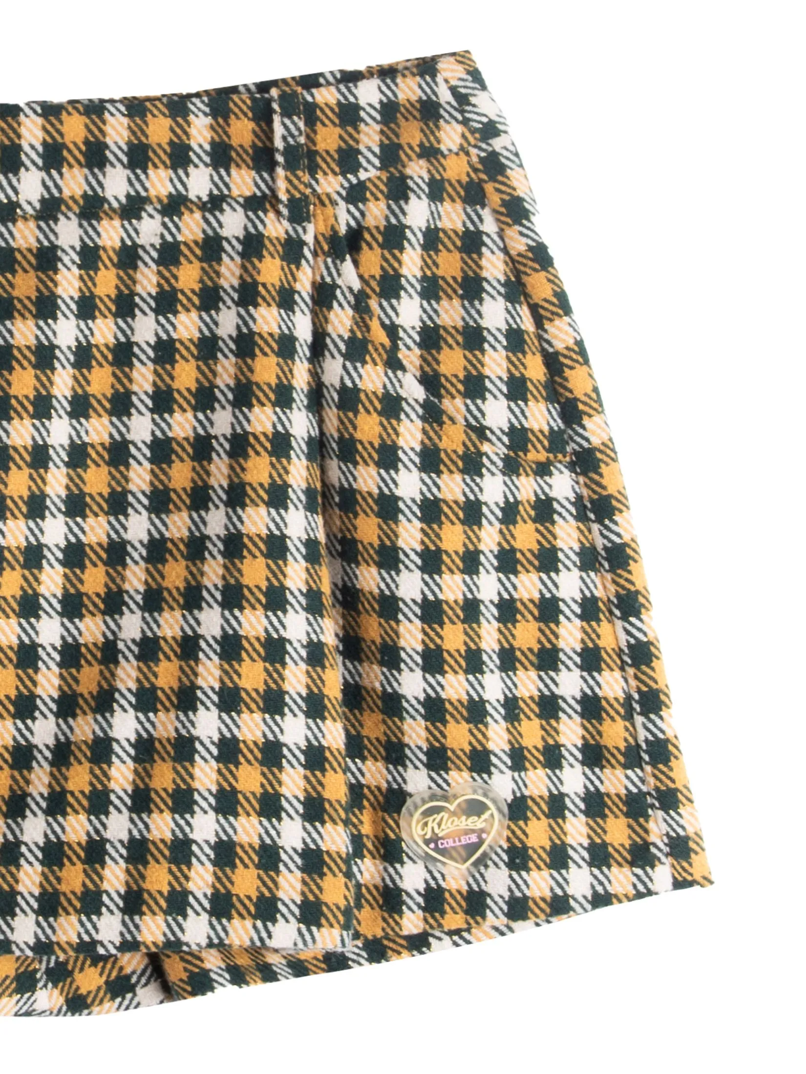 KLOSET (LS2-24) Women Kloset Varsity Tartan Skort Green