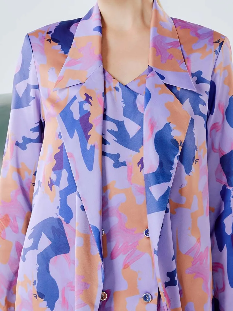 SHAKA Woman Dress Midi Military Mini Suit Purple