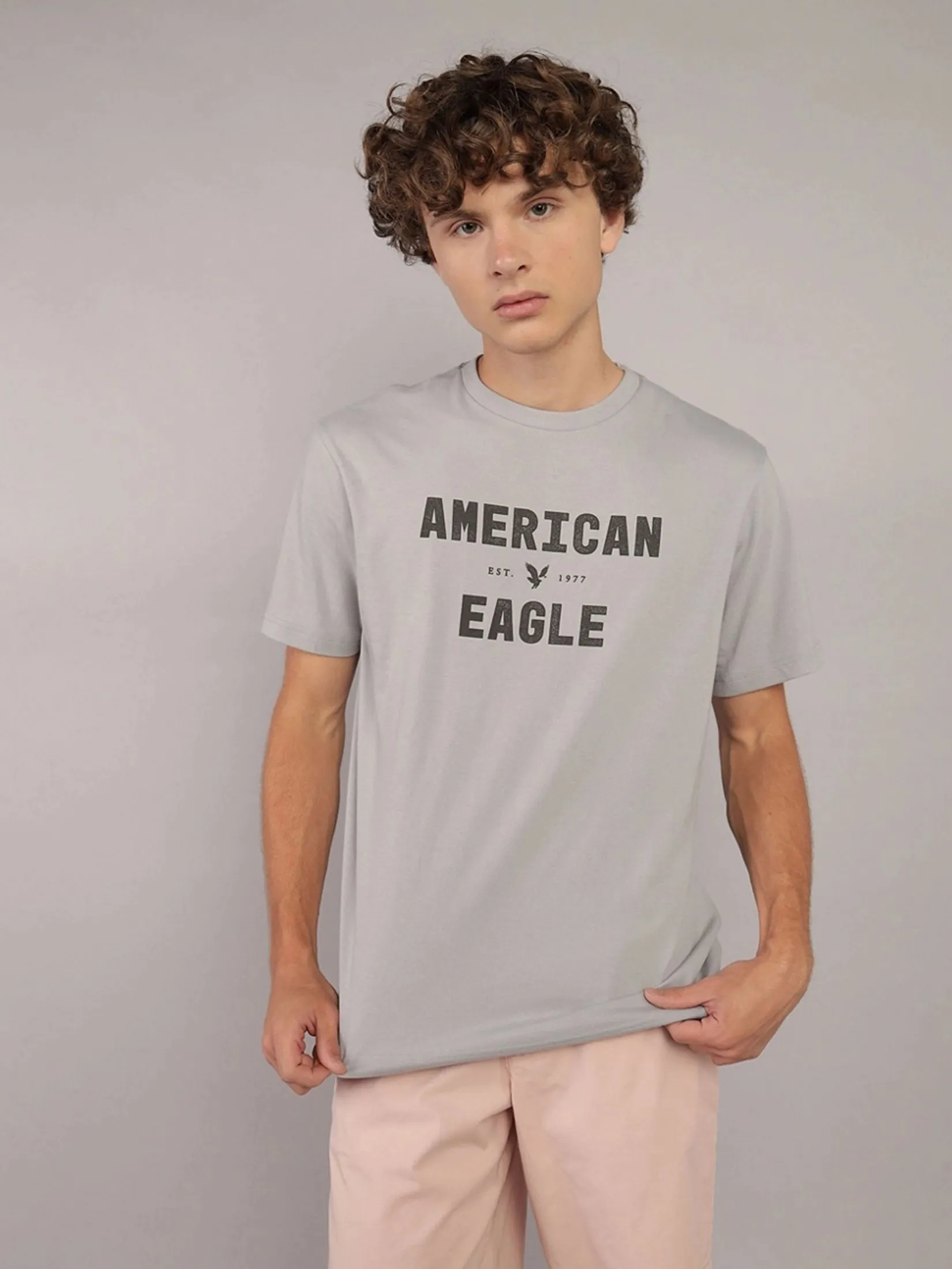 AMERICAN EAGLE MEN G SS SP25 CORE BRAND SET IN TEE- CVC DD 180 + SERIOUSLY SOFT WASH 020 GRAY