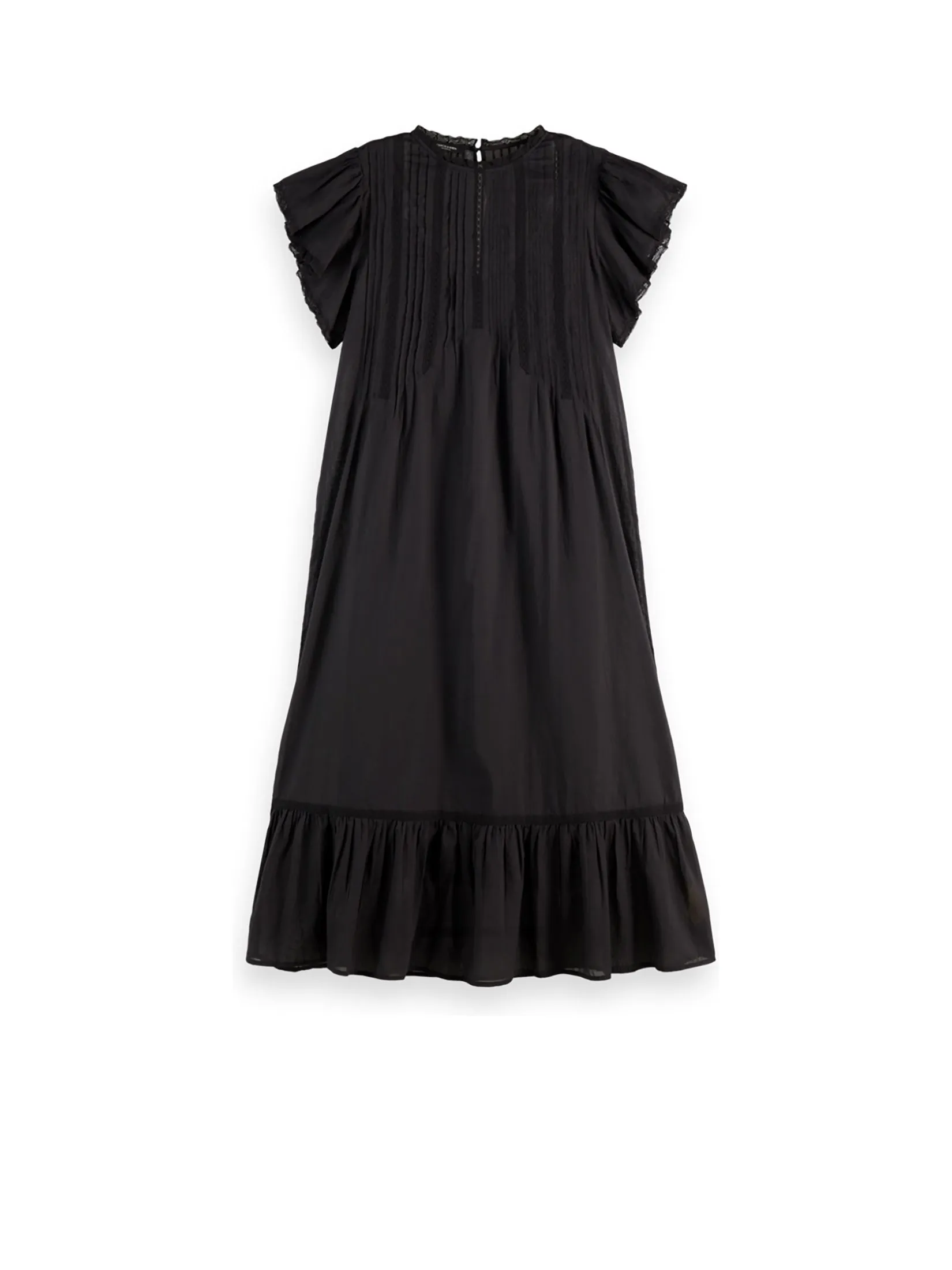 SCOTCH&SODA Women Maxi Dress With Pleated Lace Details Meteorite