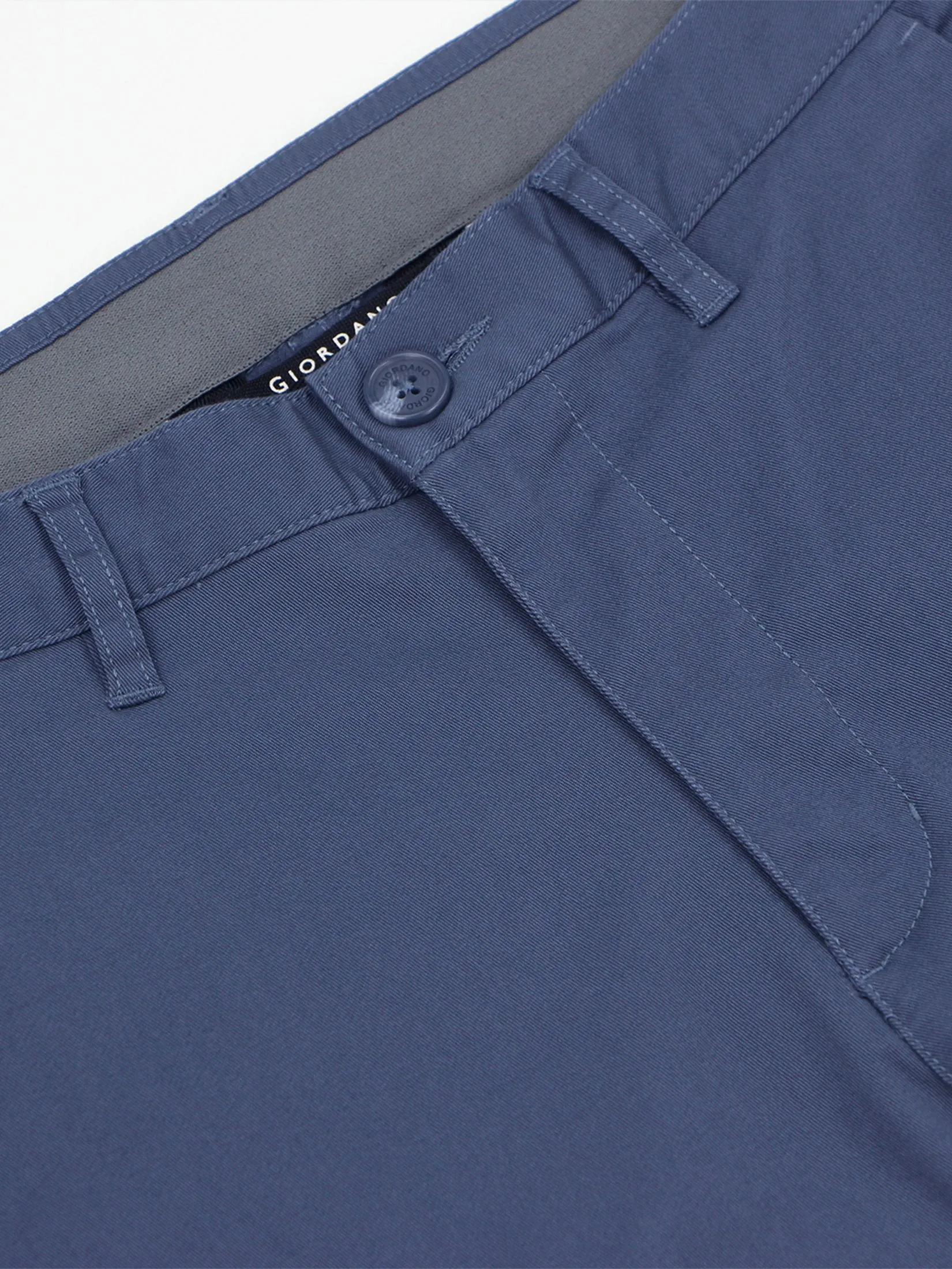 GIORDANO Men's Low-Rise Super Stretch Pants (180° Elastic Waistband) Cavalry blue