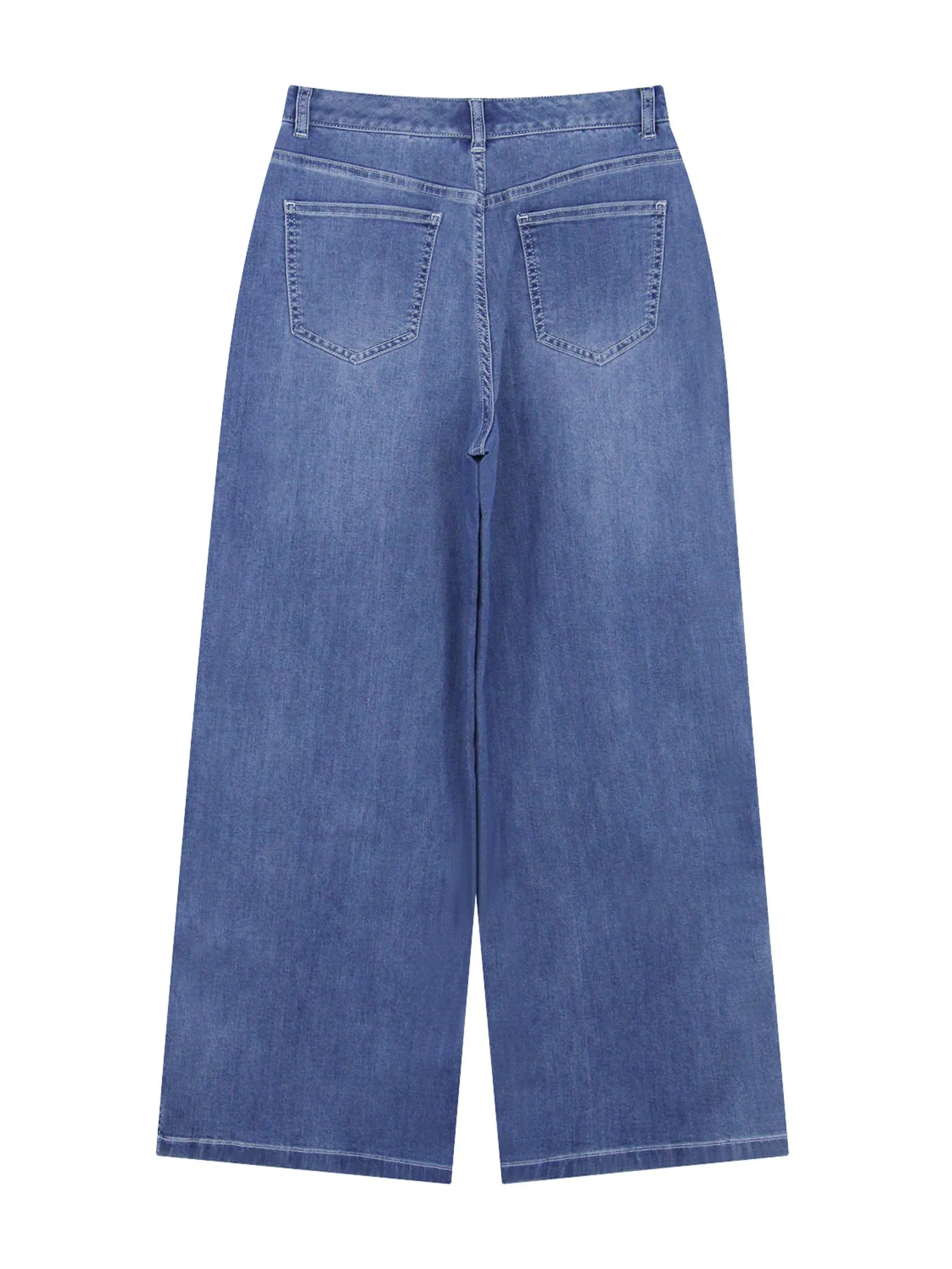 GIORDANO Women's Wide Leg Denim Jeans  Med Indigo Blue