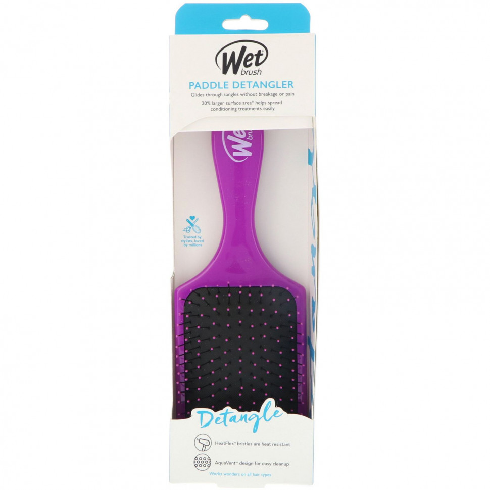 Wet Brush, Paddle Detangler Brush, щетка для легкого расчесывания, пурпурный, 1 шт.