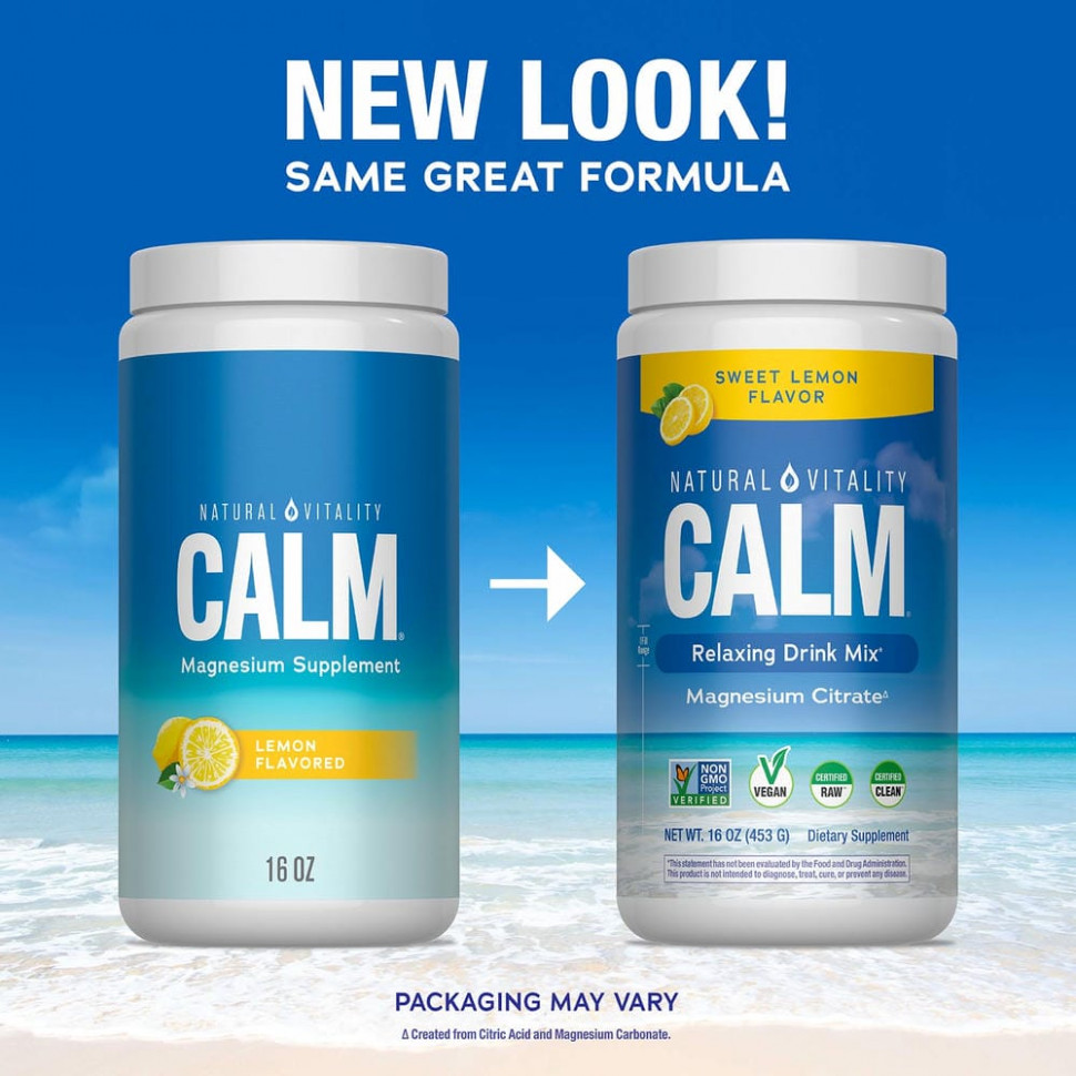 Natural Vitality, CALM, смесь для приготовления антистресс-напитка, сладкий лимон, 453 г (16 унций)