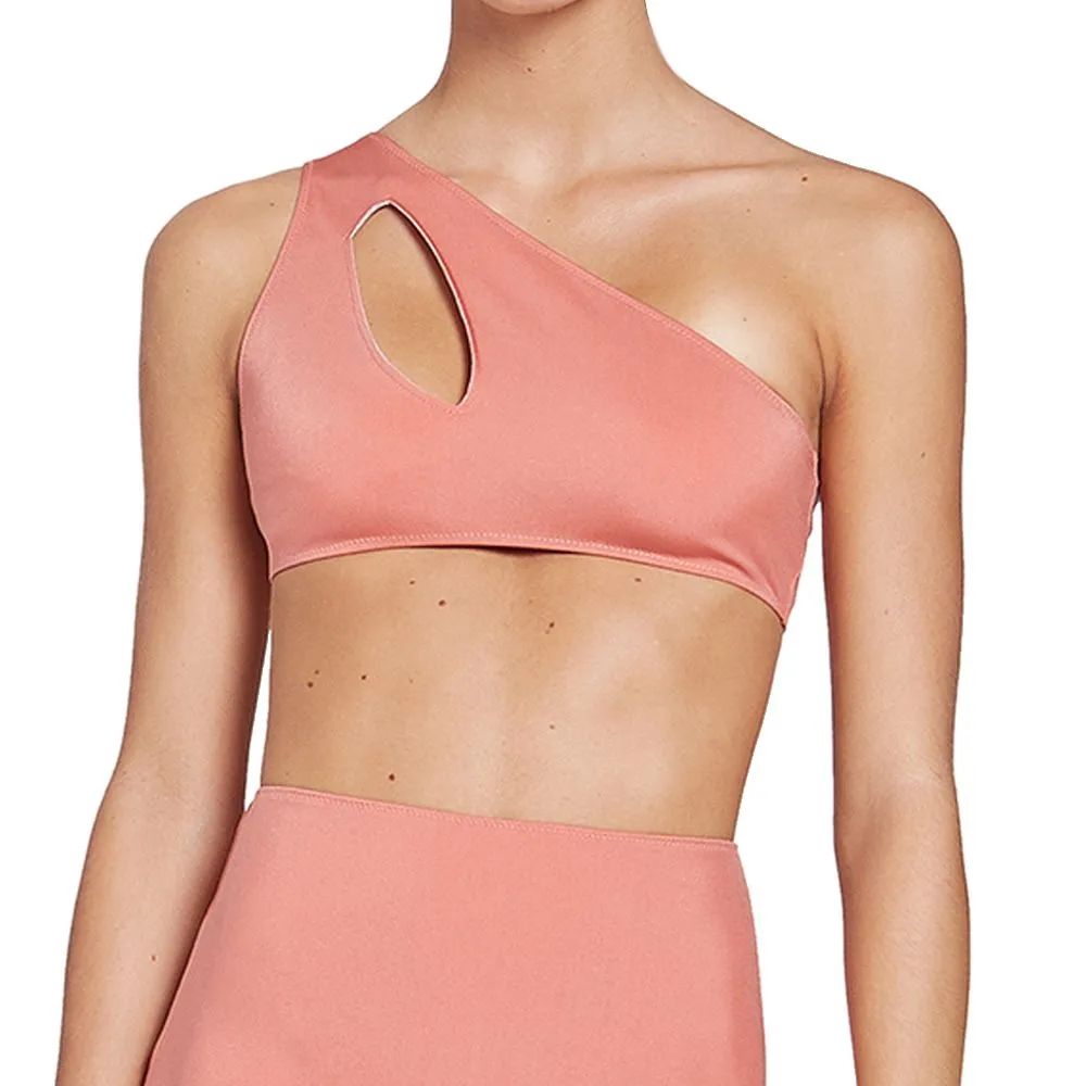 ANGELYS BALEK Peach Free Form One Shoulder Cutoiut Bikini & High Waist Brief Women Swimsuit