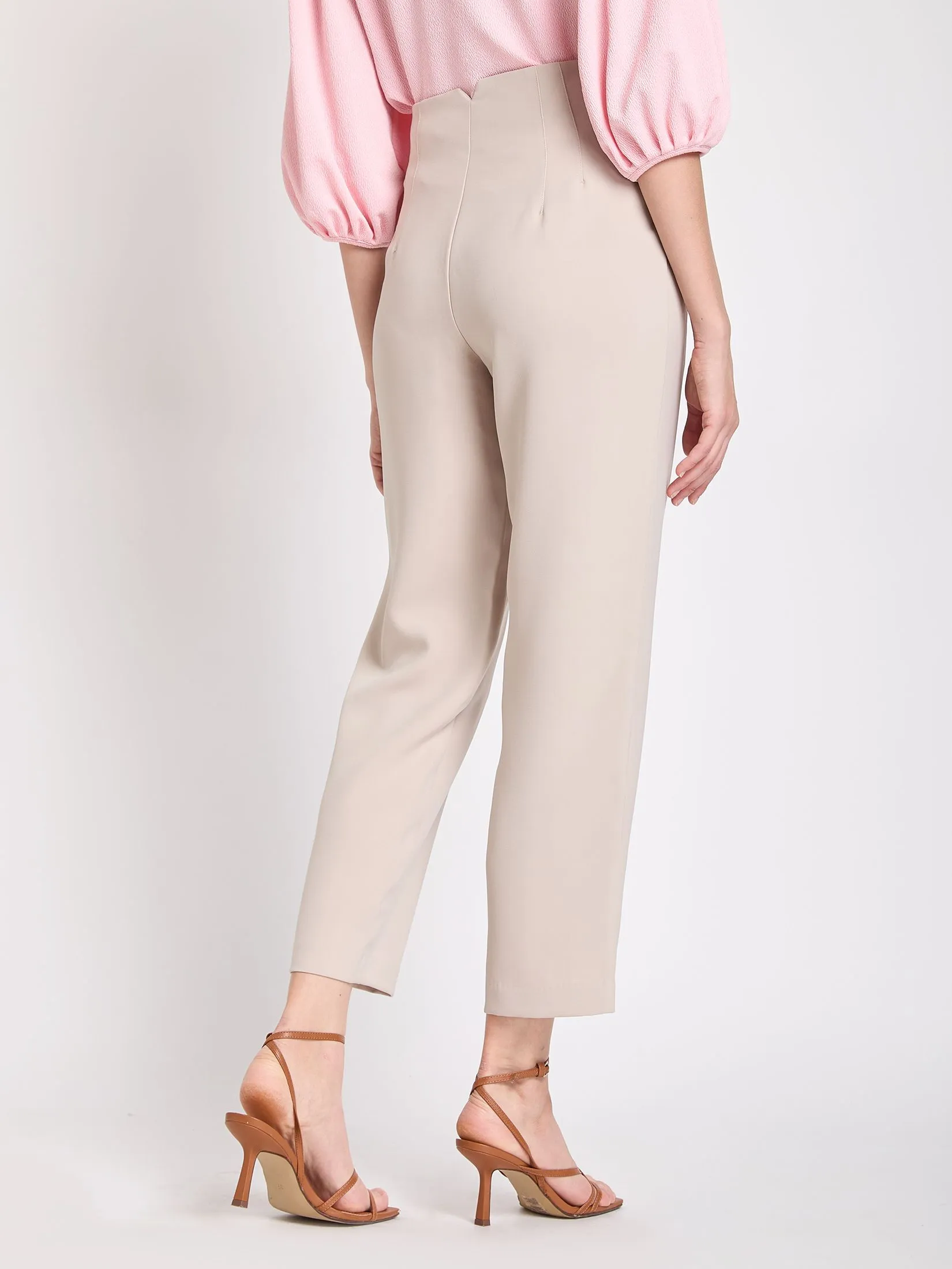 FOF Women Pants High Waist Slim Fit Beige