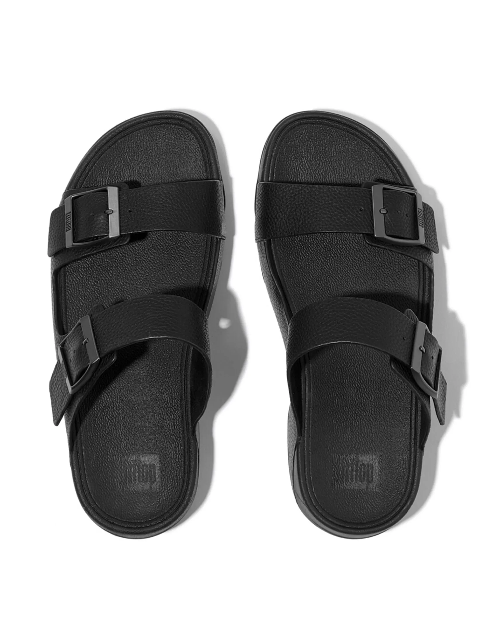 FitFlop™ MEN'S GOGH MOC BUCKLE TUMBLED SLIDES BLACK