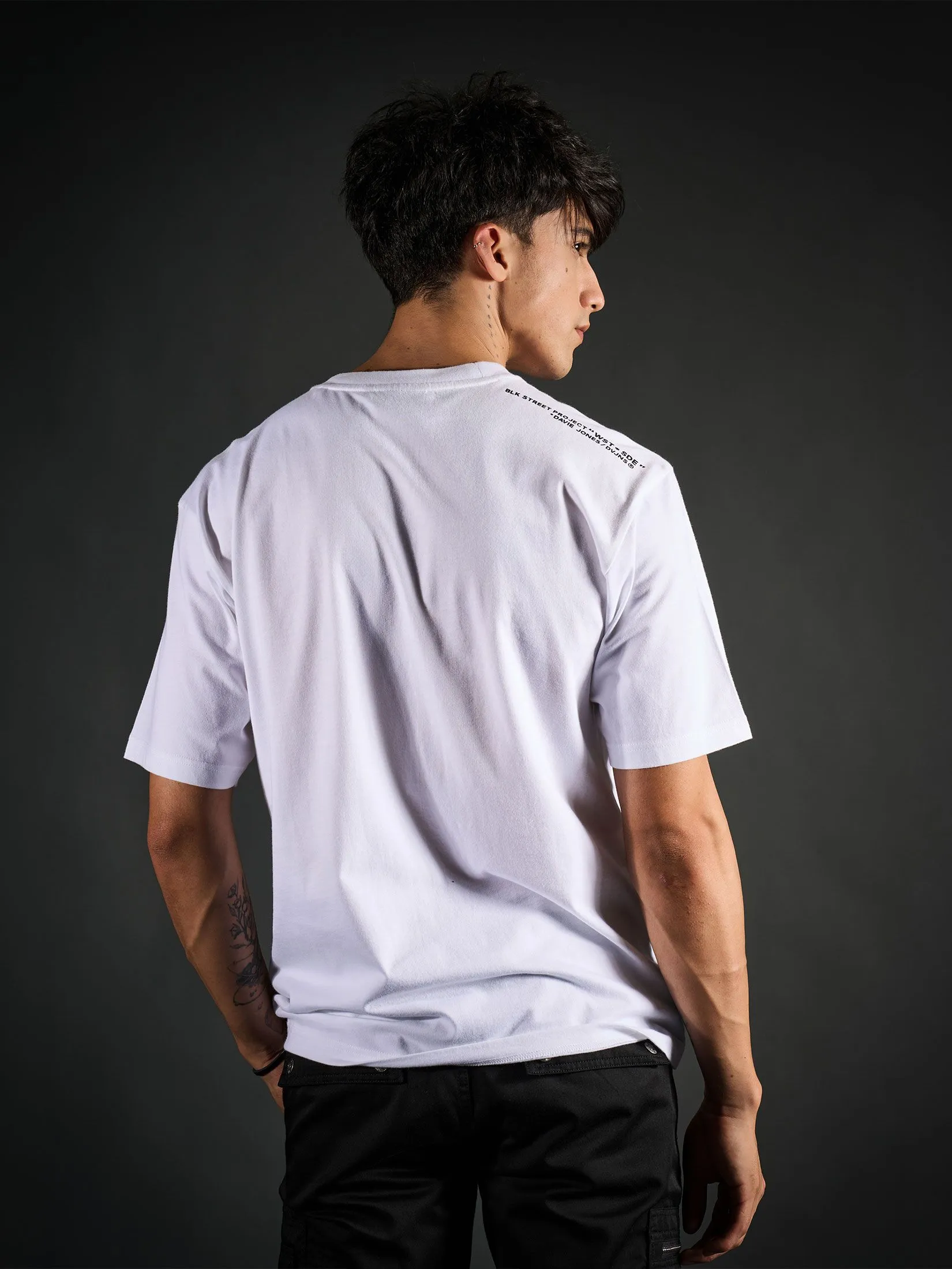 DAVIE JONES Men's T-Shirt Logo Print Oversized Fit White