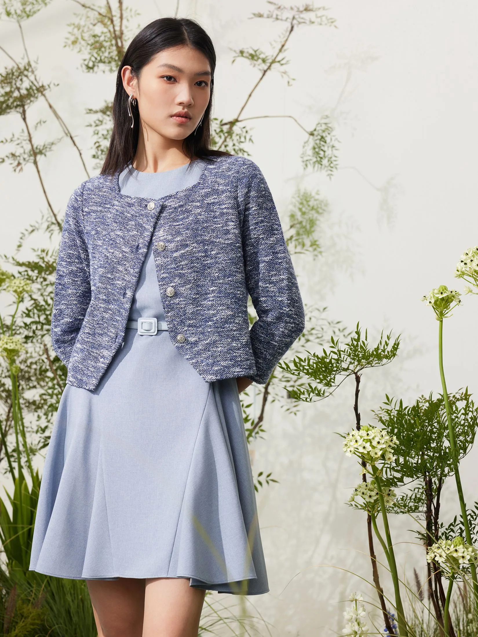 G2000 Women Clothing Water & Oil Repellent Cap Sleeve Flare Dress Fit & Flare Shape - Blue