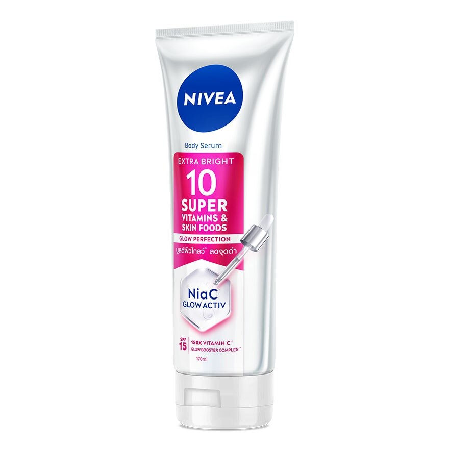 Nivea BodySerum Extra Bright 10Super Vitamins Skin Foods Glow Perfection SPF15 170Ml.