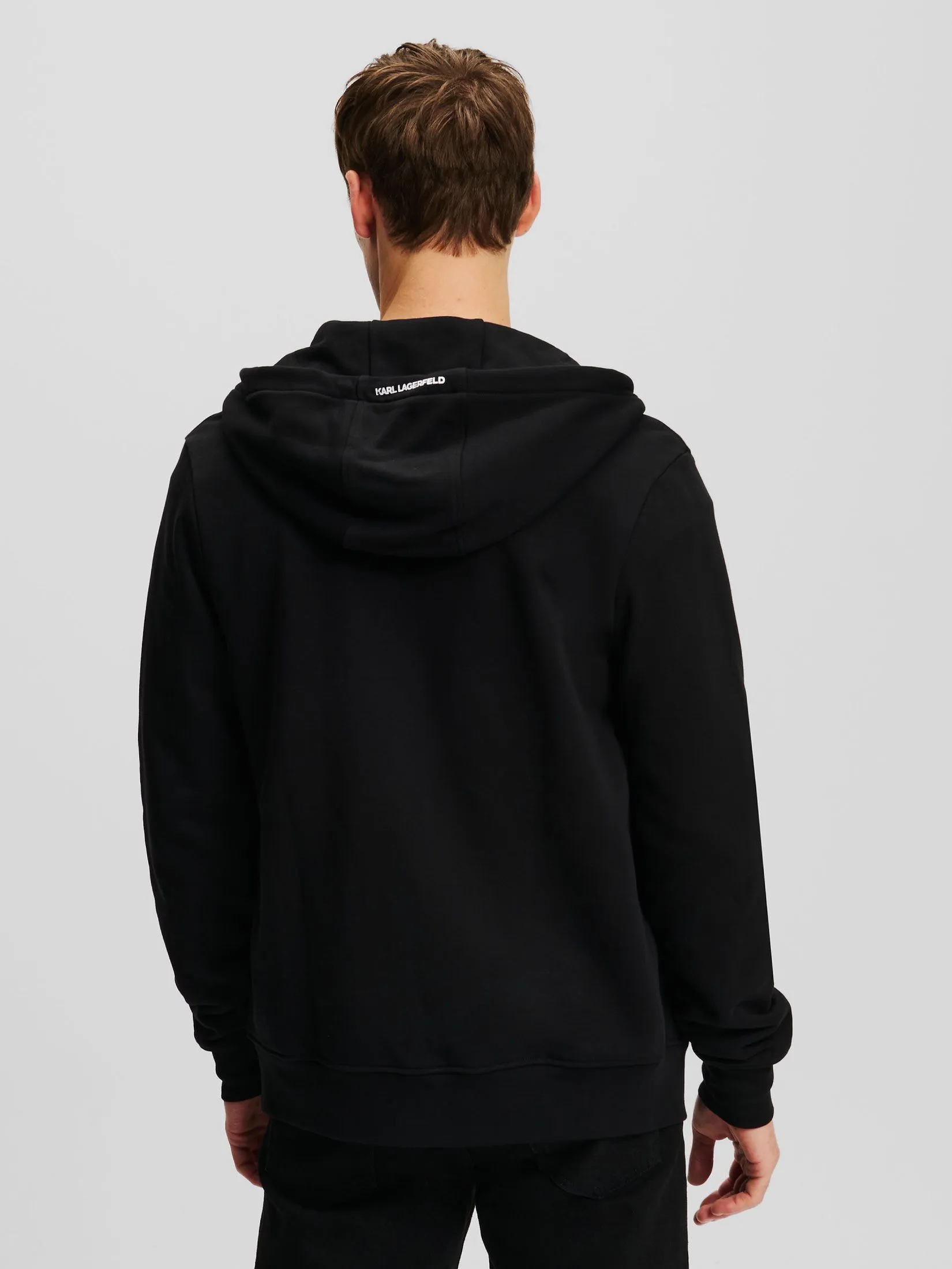 KARL LAGERFELD IKONIK 2.0 MINI ZIP-UP HOODIE BLACK