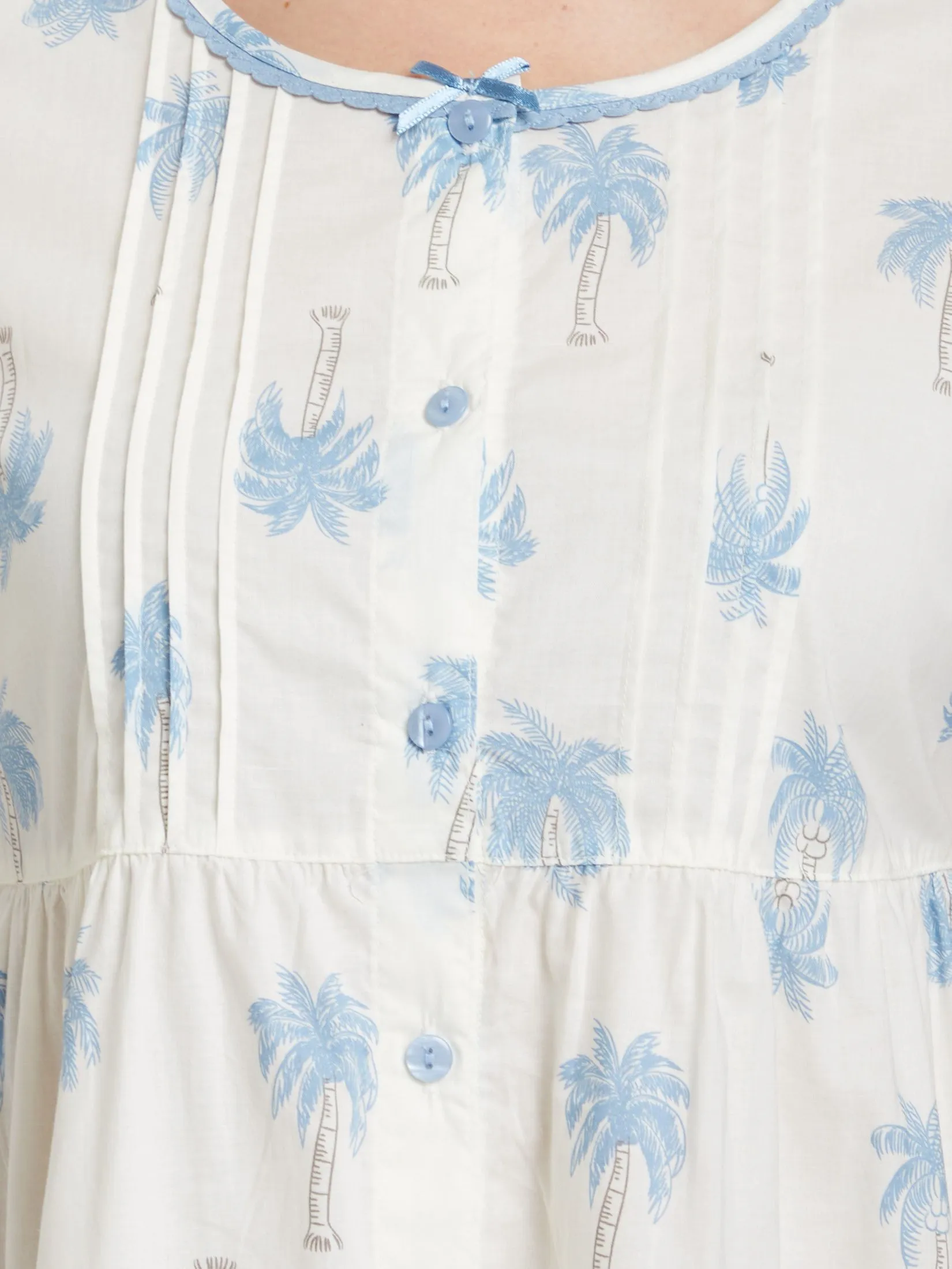 CLAUDIA'S ROMANCE Women Pyjamas DressShort Sleeves Crew Neck Print Off White