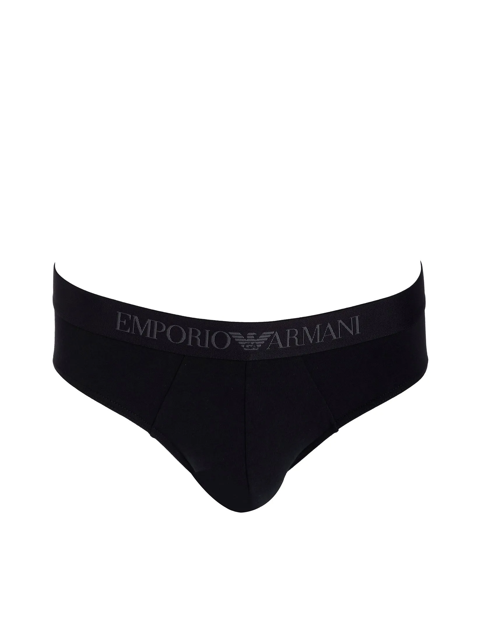EMPORIO ARMANI Men Underwear Brief 2 Pack SS25 M8096 Vertical Eagle / Black