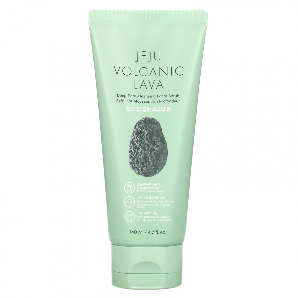 The Face Shop, Jeju Volcanic Lava, пенный скраб для глубокого очищения пор, 4,7 жидк. унция (140 мл)