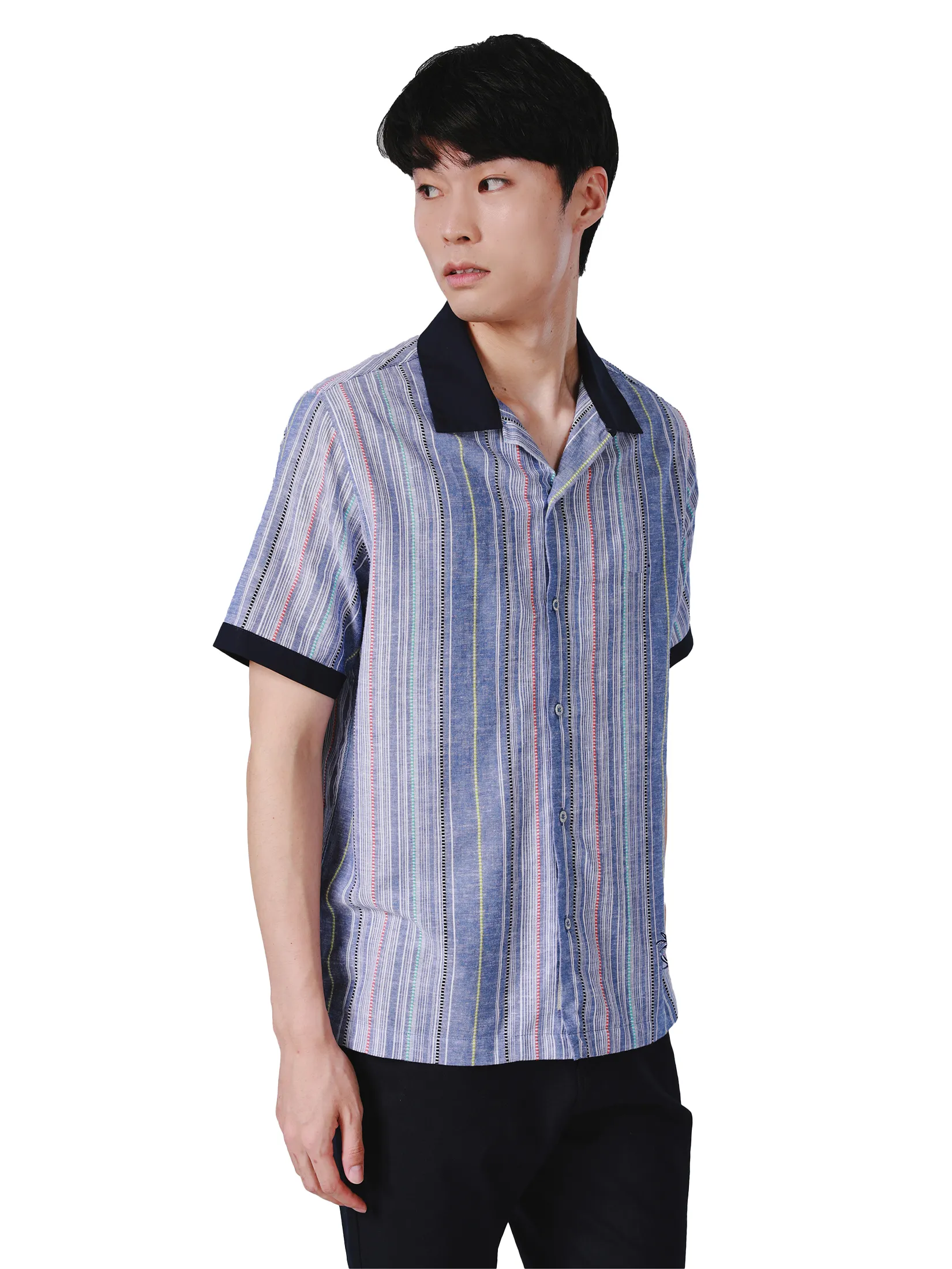 JOHN HENRY Men s Short Sleeves Hawaii Shirts (Relaxed Fit) SONGKRAN FESTIVAL Navy