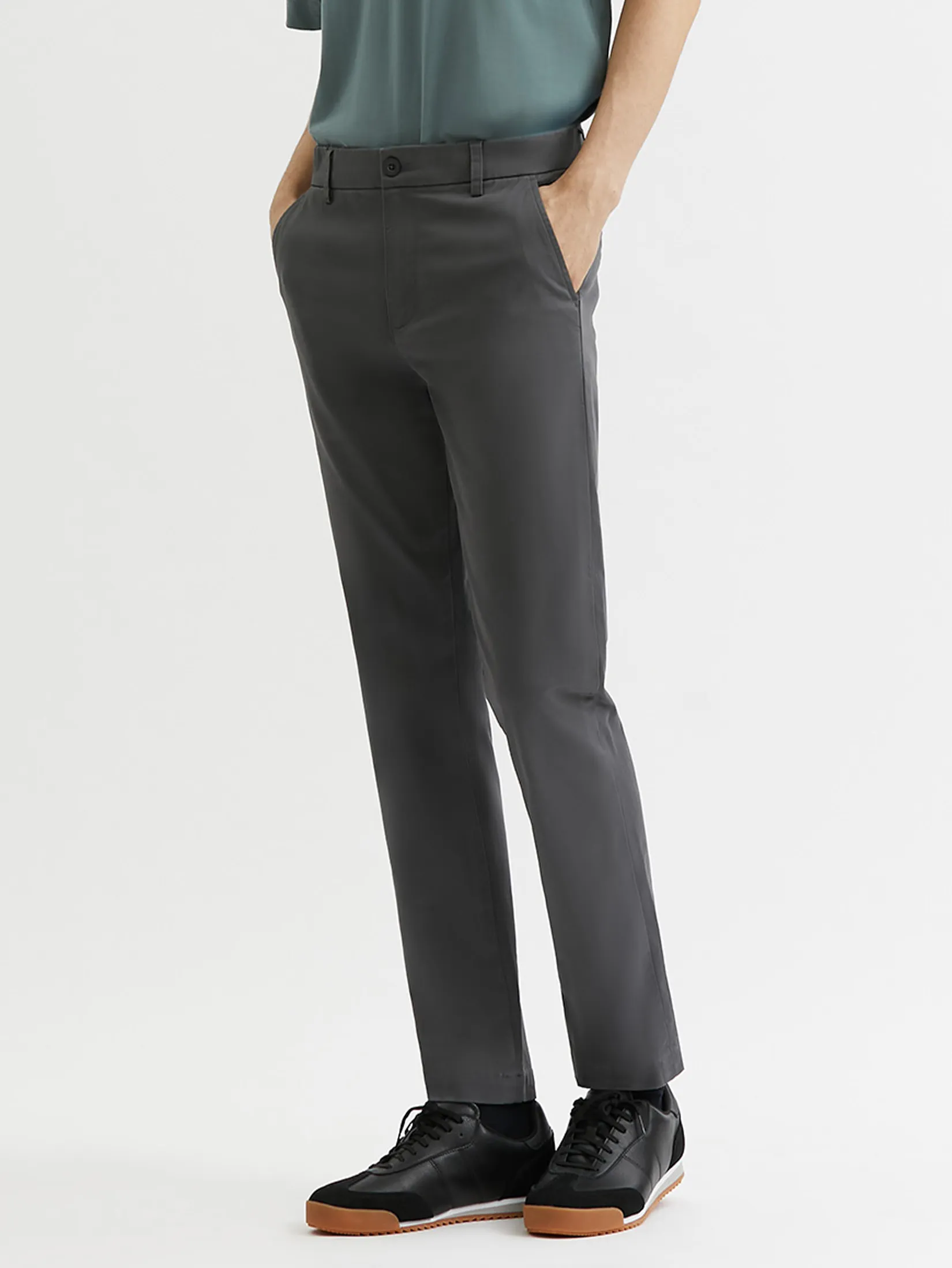 DAPPER Men Slim-Fit Comfort Chino Pants Grey