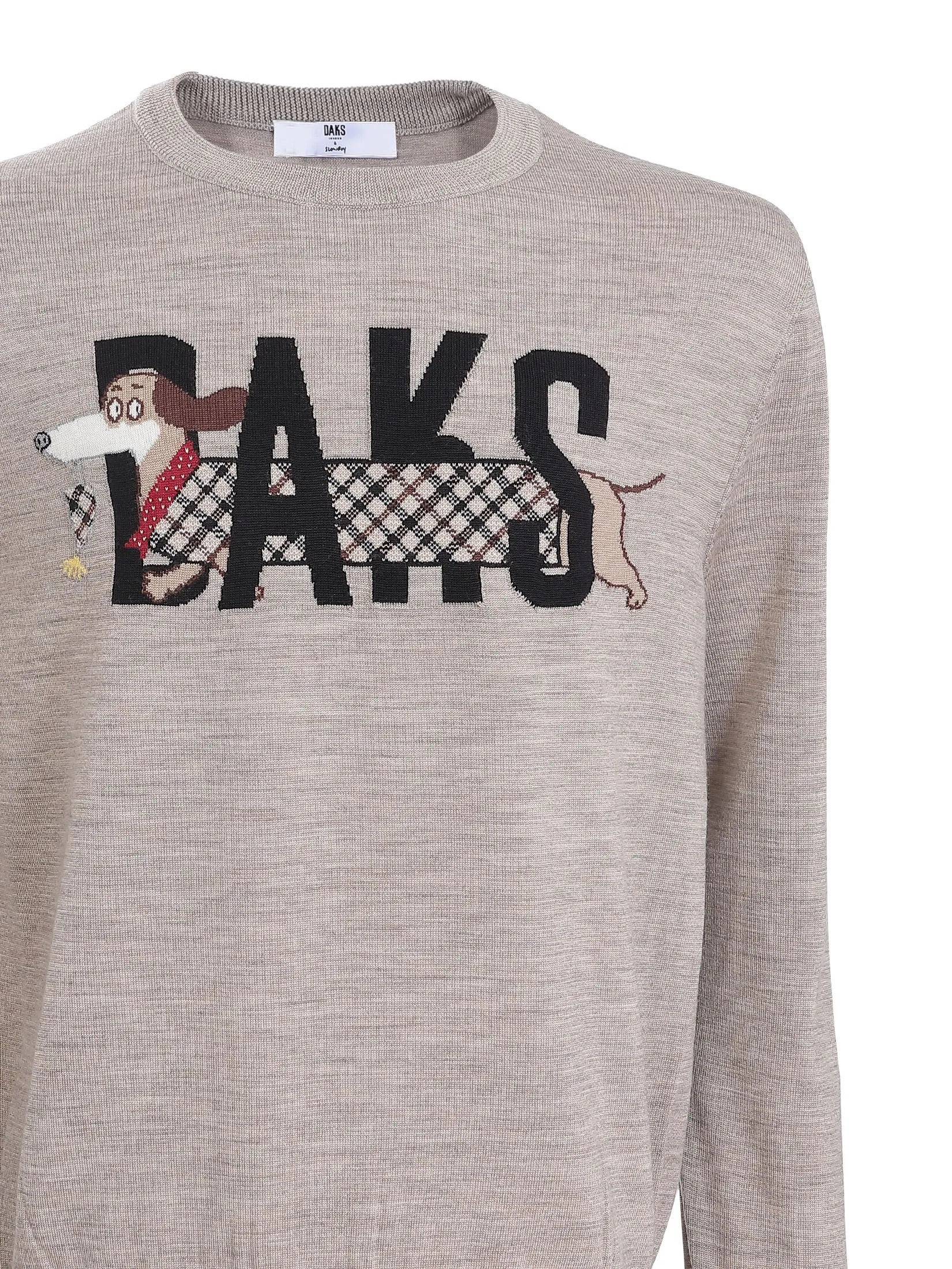 DAKS Men's DAKS Round Neck Long Sleeve Sweater Grey