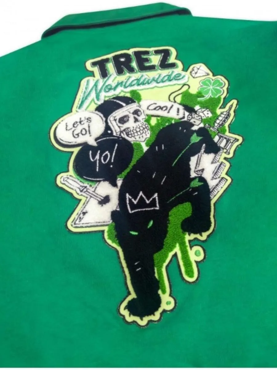 TZ WORLDWIDE Men JACKET VARSITY JACKET - LUCKY GREEN