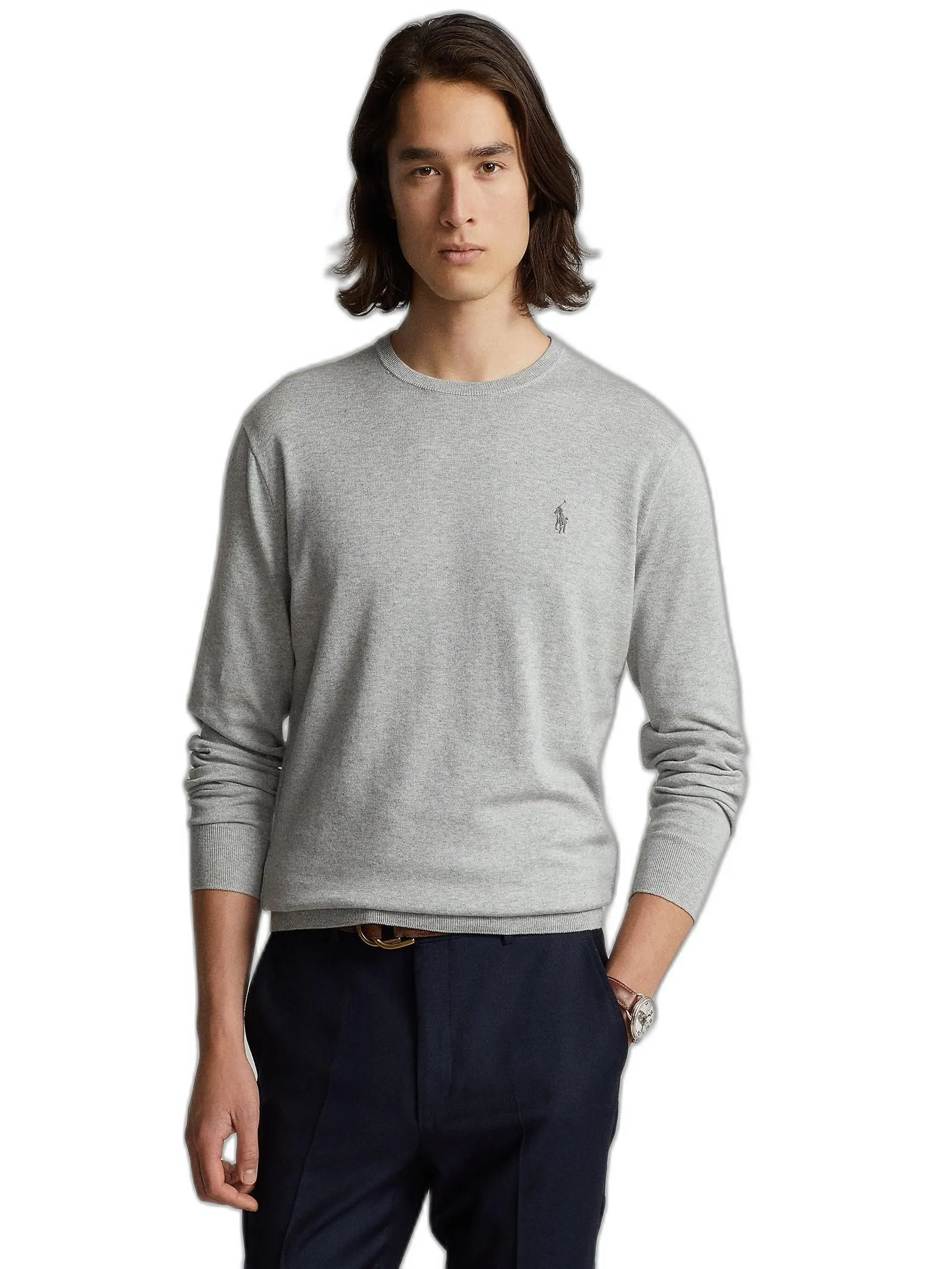 POLO RALPH LAUREN Slim Fit Cotton Sweater  MNPOSWE16820307 Grey