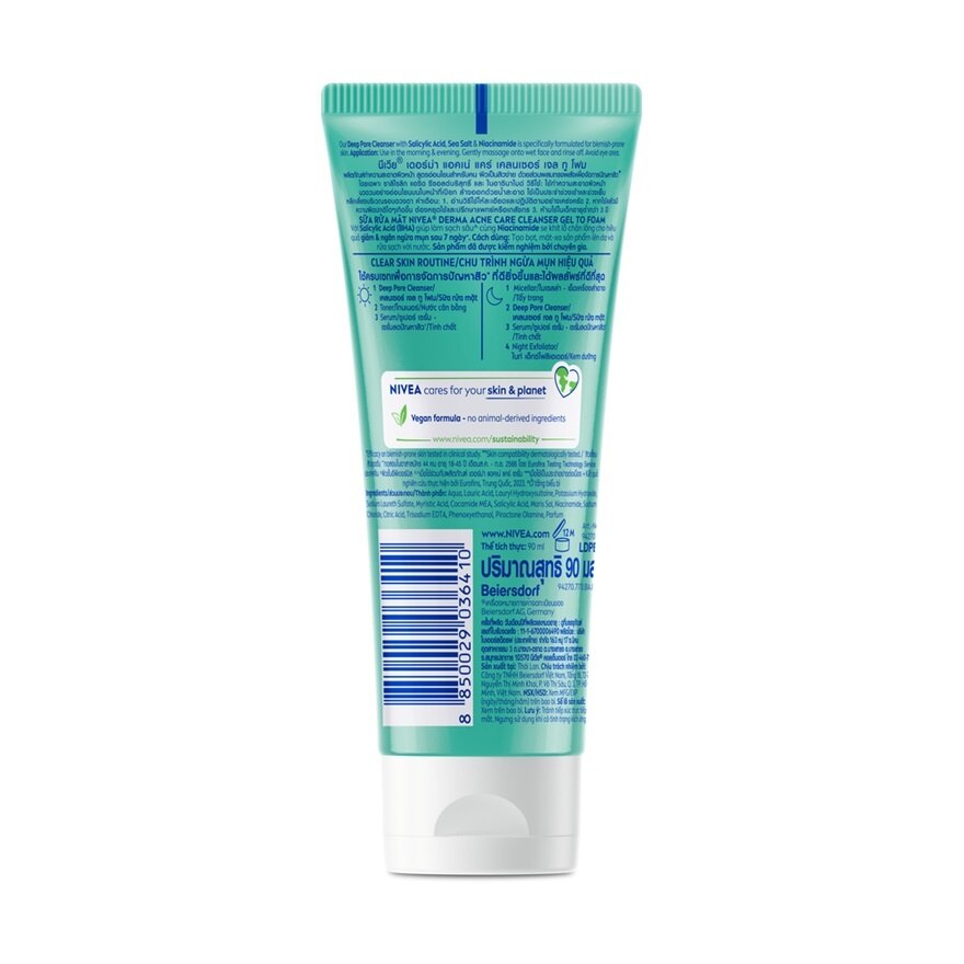 Nivea Derma Acne Care Cleanser Gel To Foam 90 Ml.